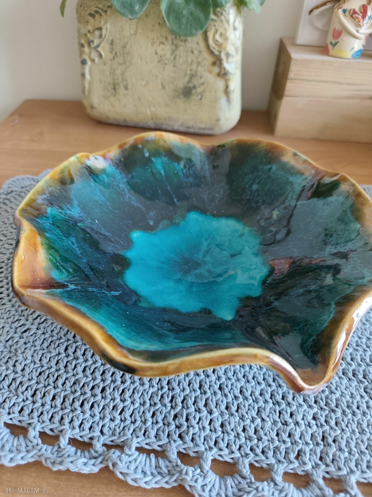 Ręcznie robiona misa ceramiczna na owoce patera - ok. 22 cm