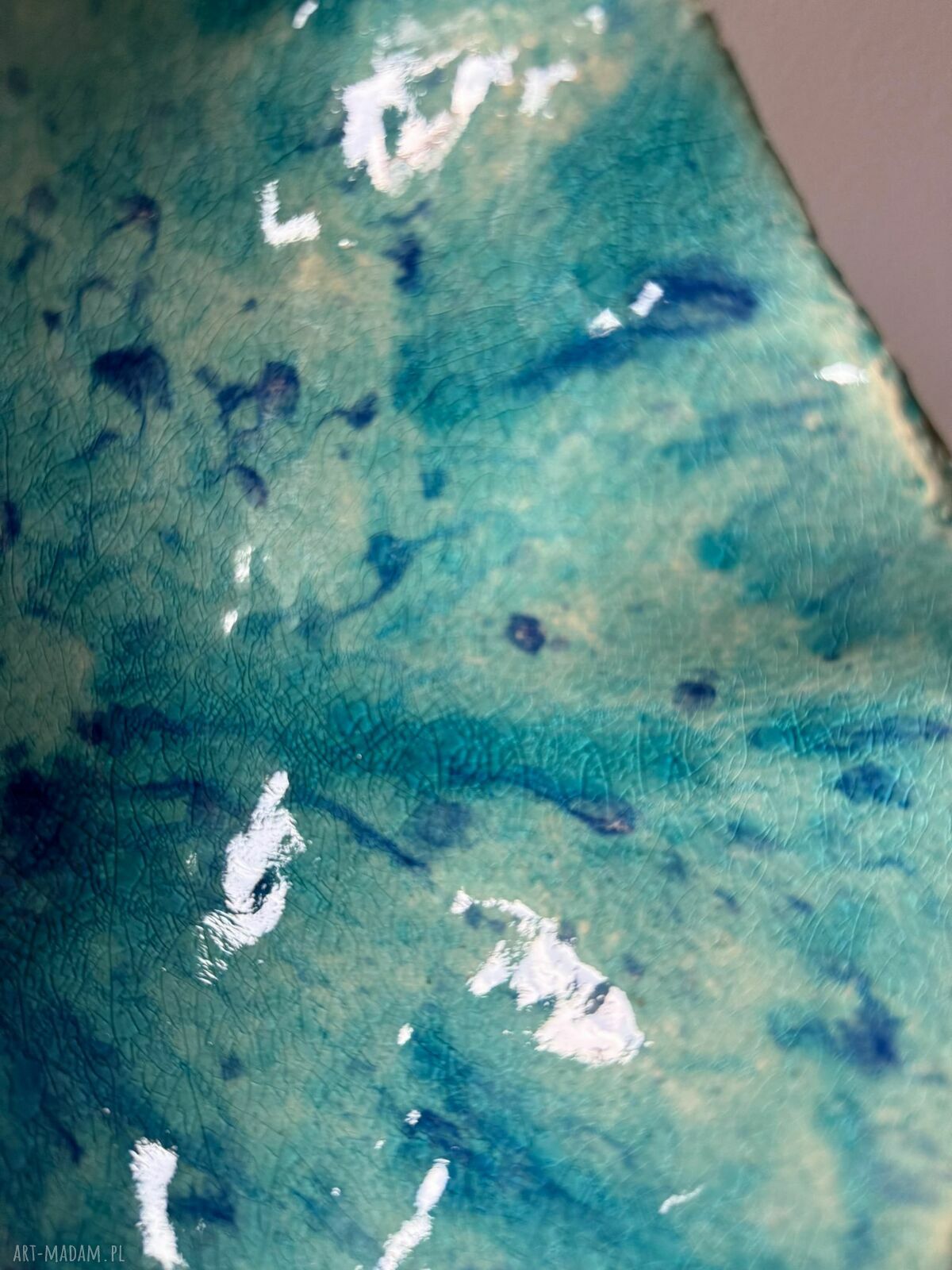 Turkusowa misa ceramiczna „Galaktyczne Turquoise” z efektem craquele