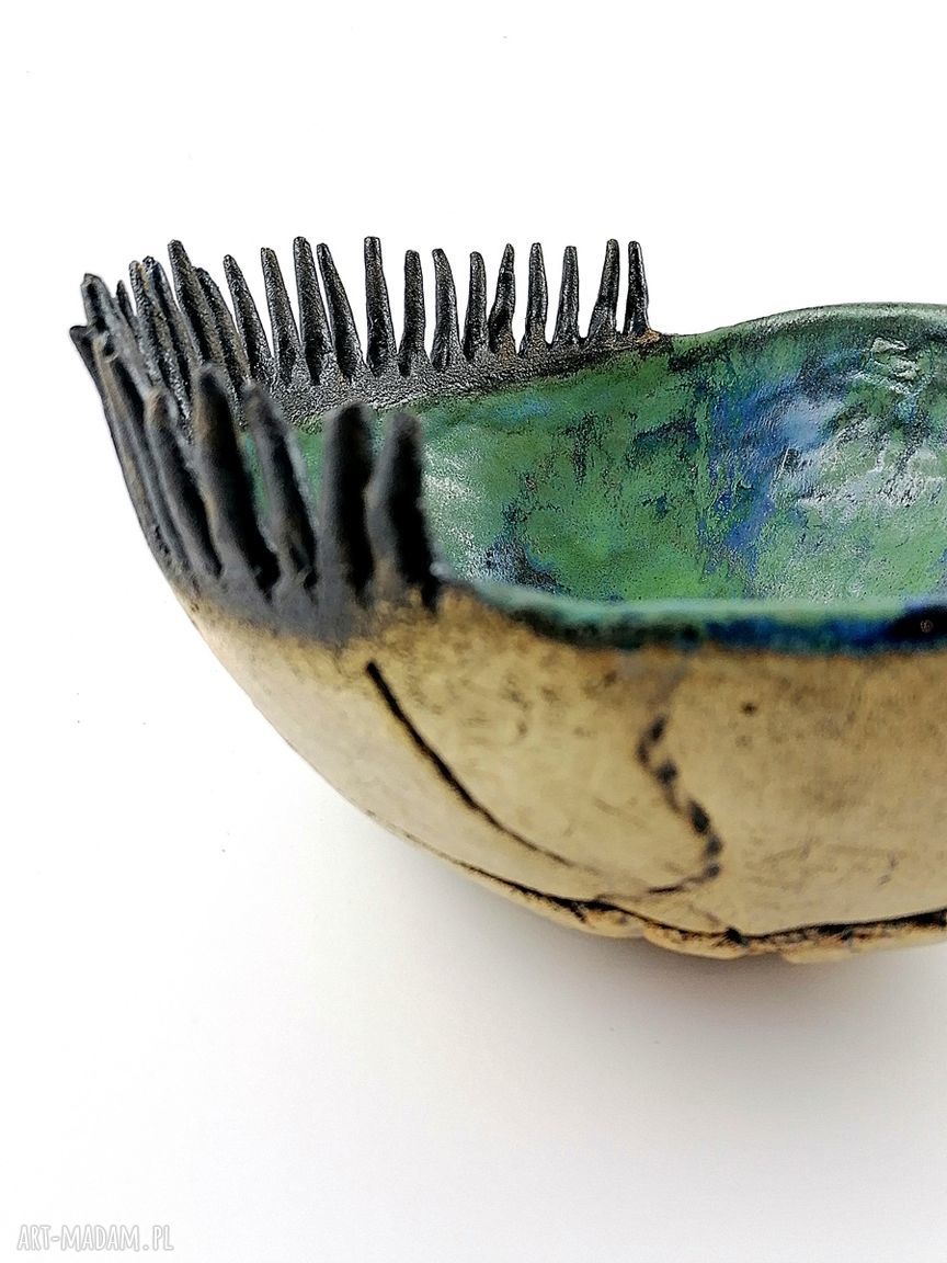 Misa ceramiczna z kolekcji Morskiej - turkus, zieleń i efektowe półmatowe szkliwo