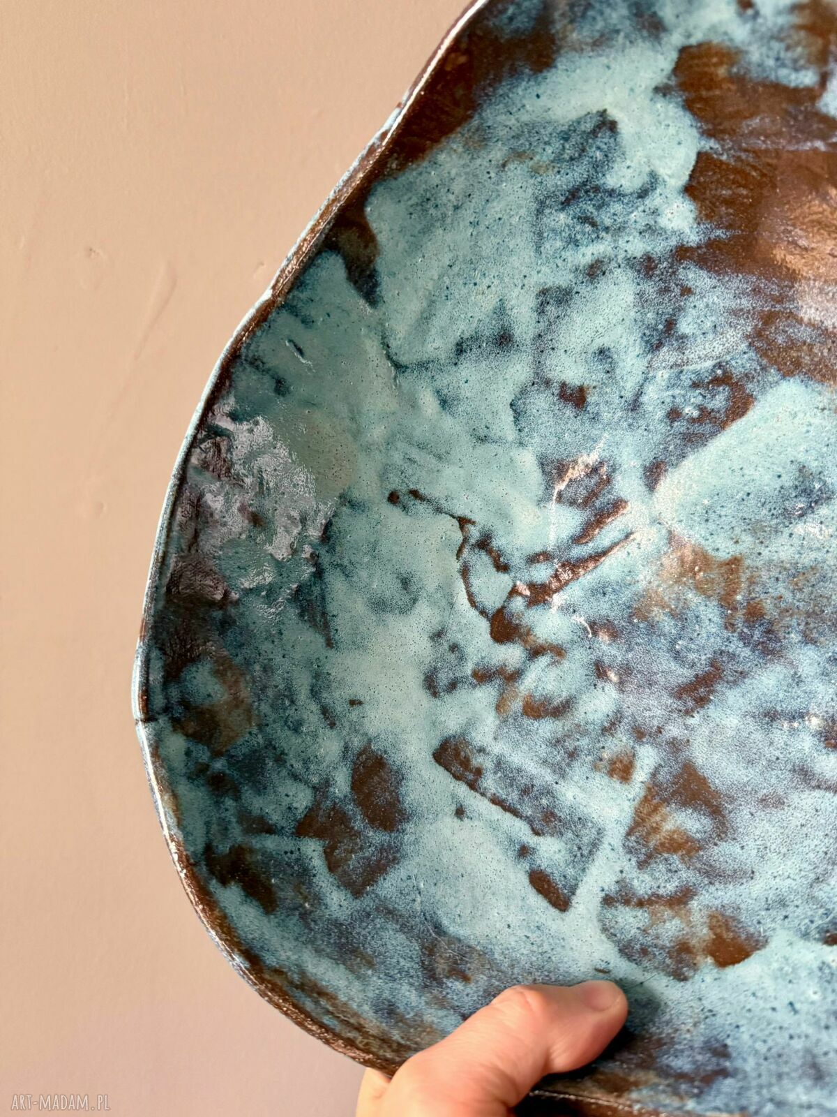 Misa ceramiczna Deep Lines - ręcznie robiona miska na owoce, sałatki i dekoracje
