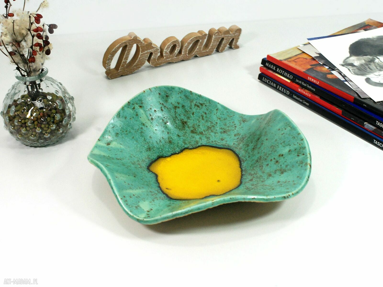 Misa ceramiczna Laguna w turkusowym kolorze - na przekąski i do salonu