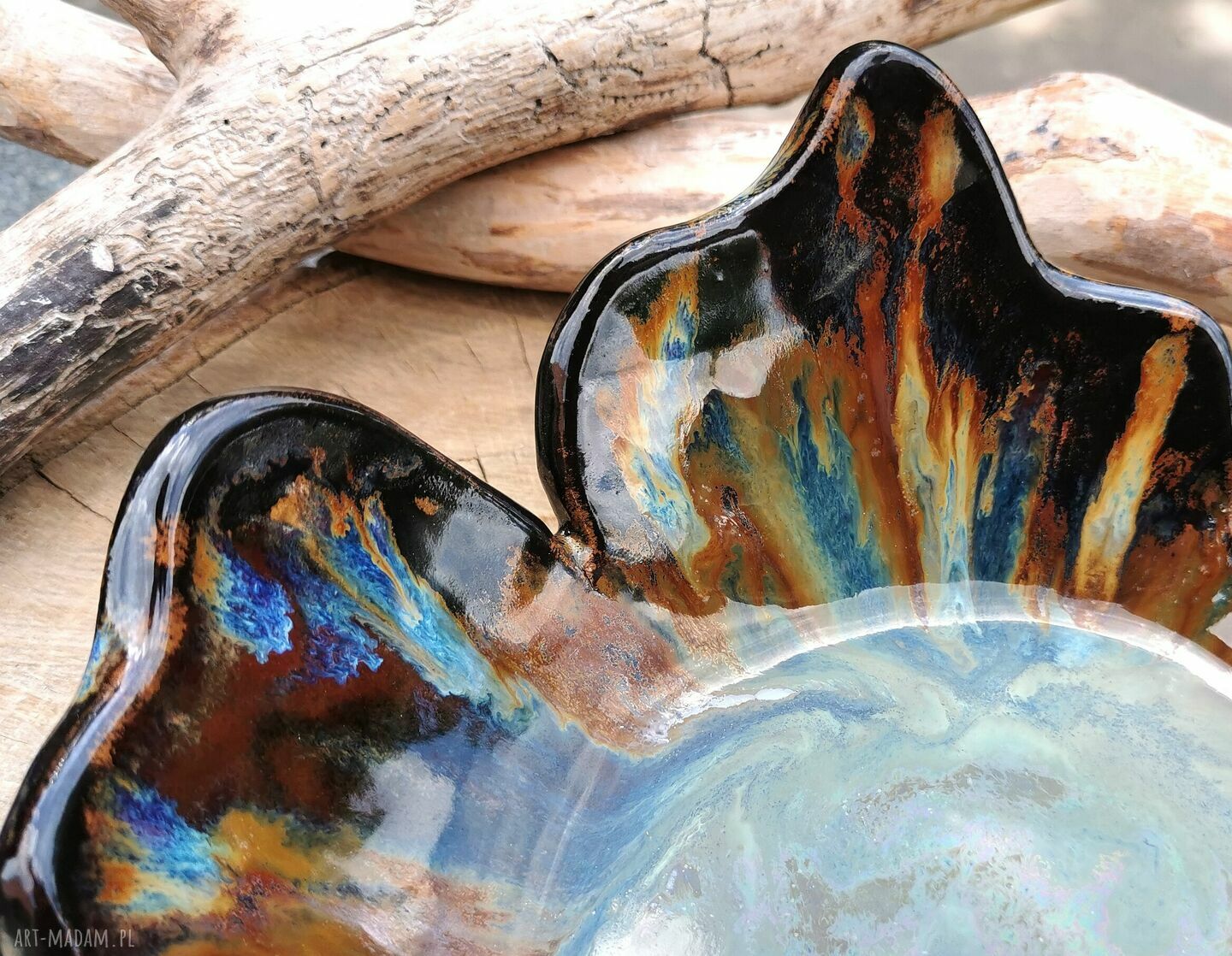 Ręcznie robiona misa ceramiczna c297 - prawdziwy liść klonu