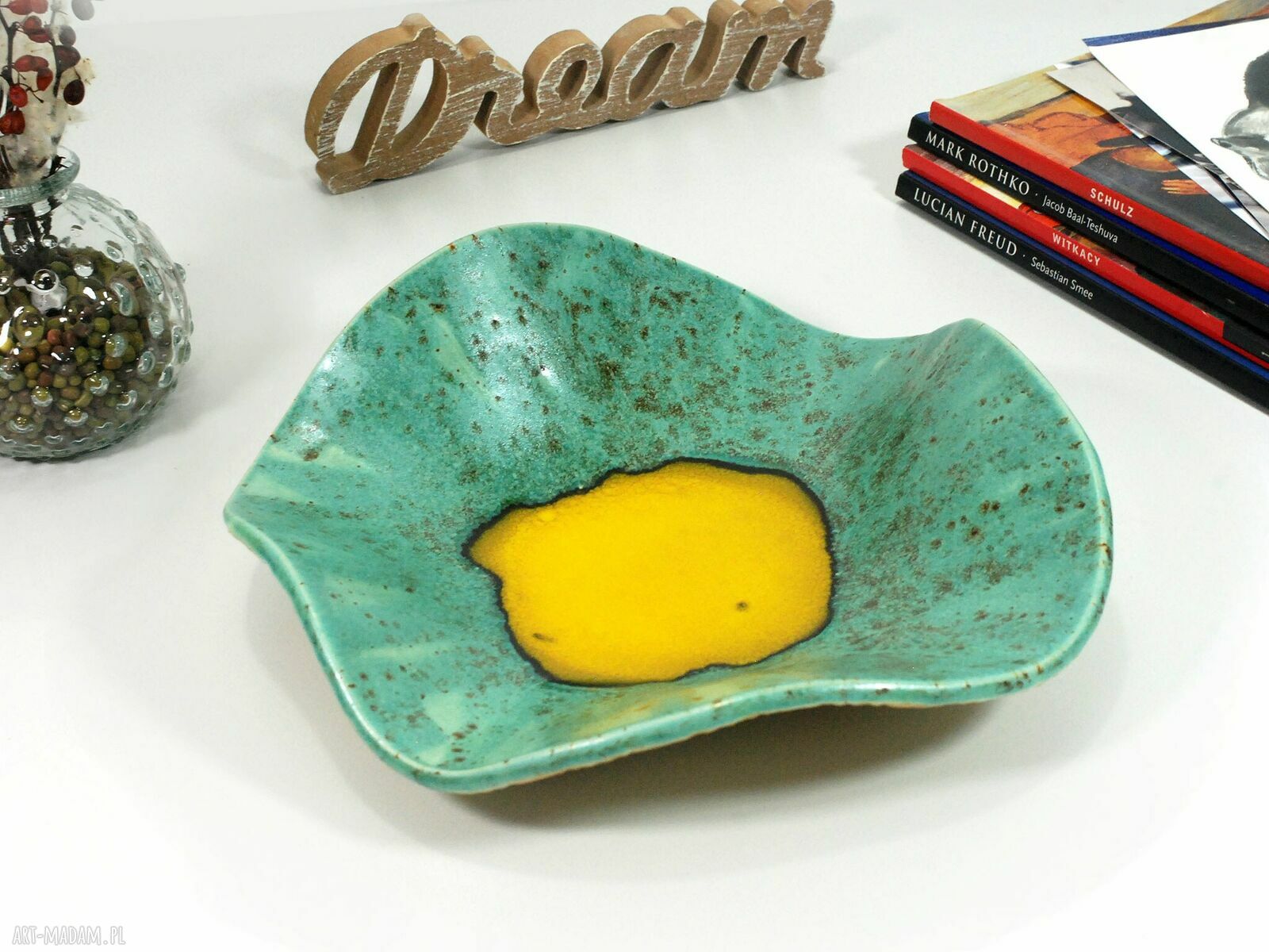 Misa ceramiczna Laguna w turkusowym kolorze - na przekąski i do salonu