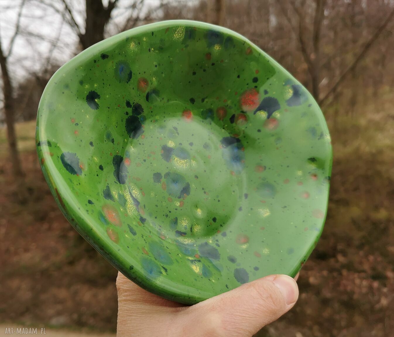 Ceramiczna misa c208 z motywem paproci - Shiraja