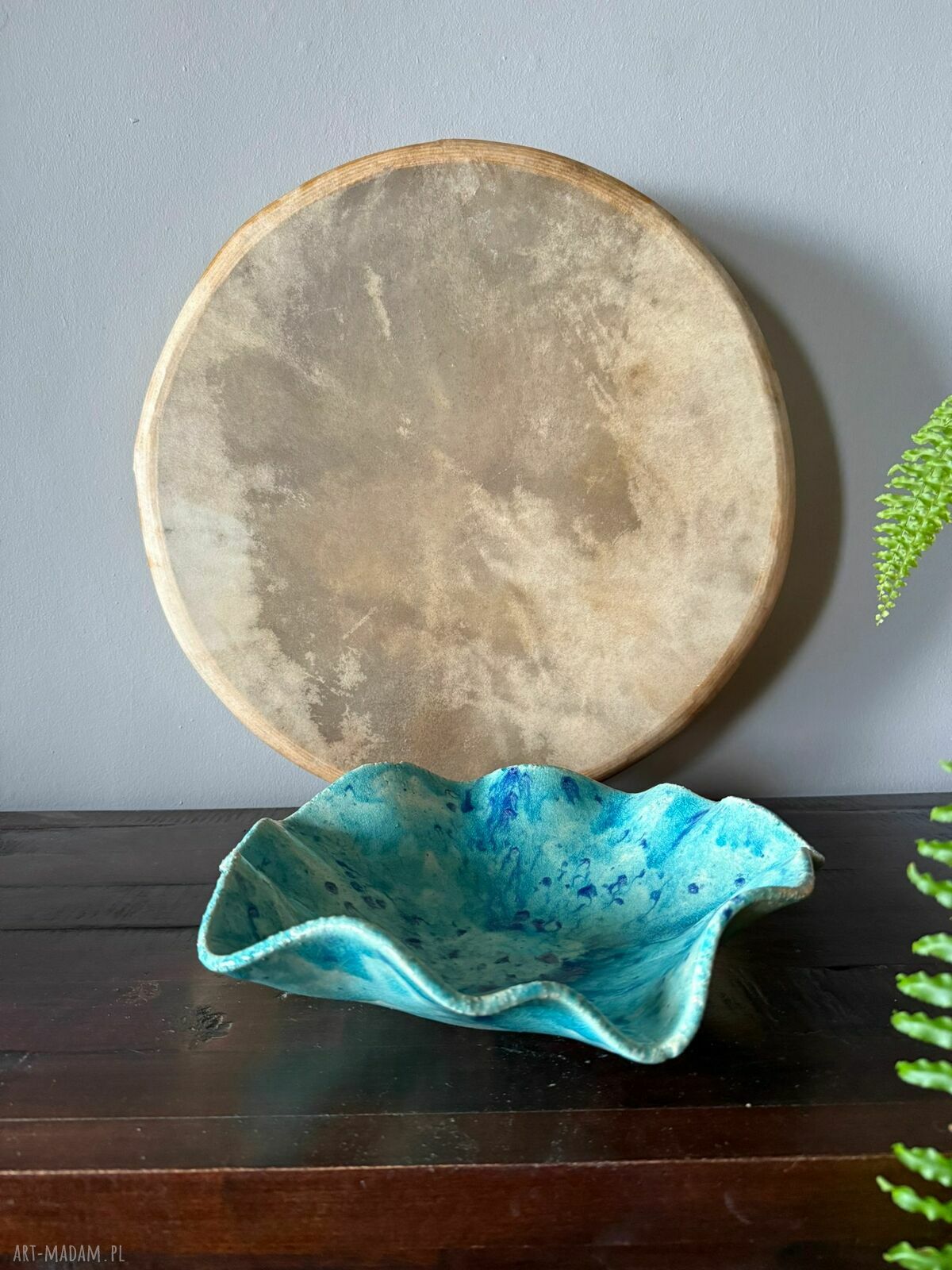 Turkusowa misa ceramiczna „Galaktyczne Turquoise” z efektem craquele