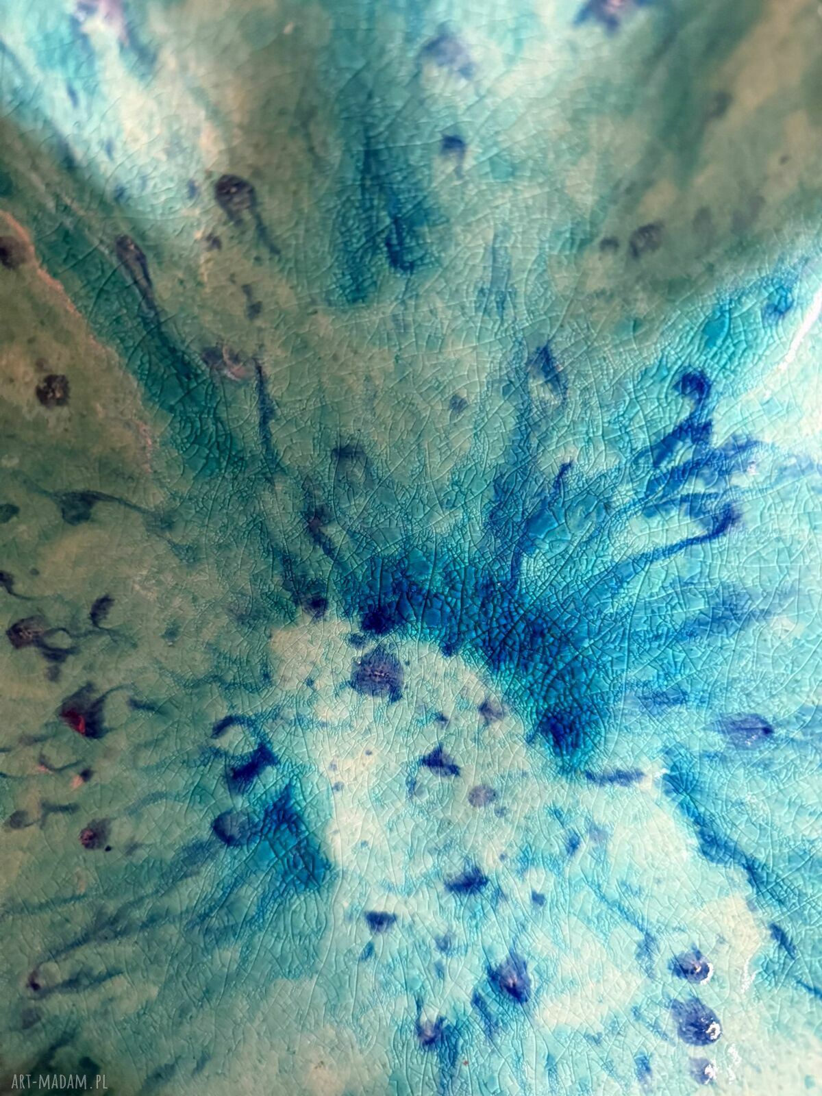 Turkusowa misa ceramiczna „Galaktyczne Turquoise” z efektem craquele