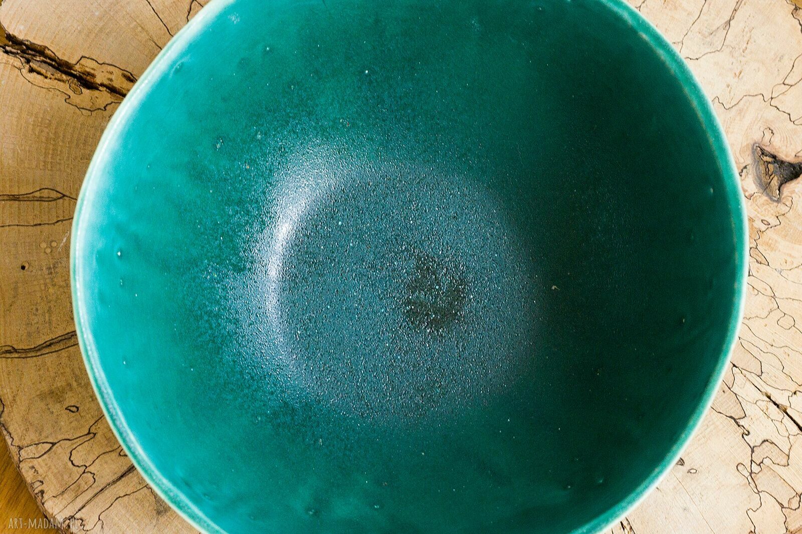 Turkusowa misa ceramiczna na owoce - rękodzieło
