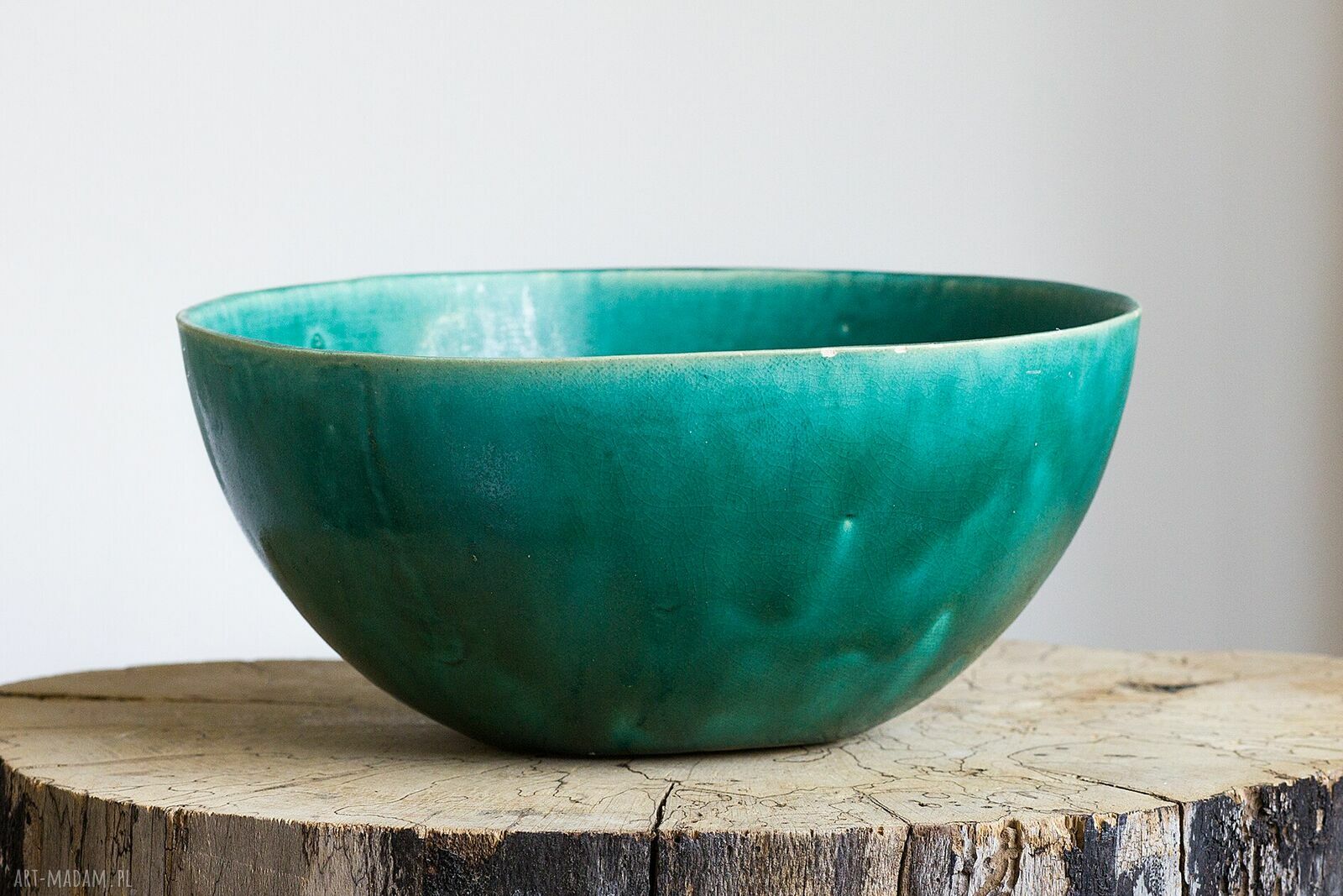 Turkusowa misa ceramiczna na owoce - rękodzieło