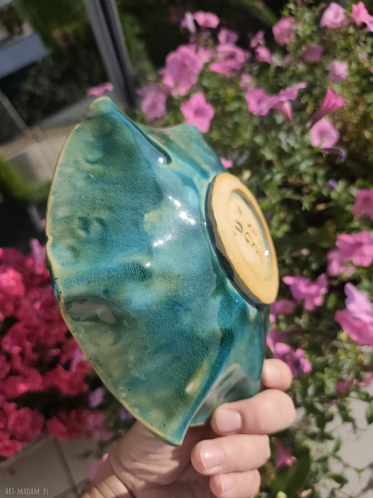 Ręcznie wykonana turkusowa miseczka ceramiczna