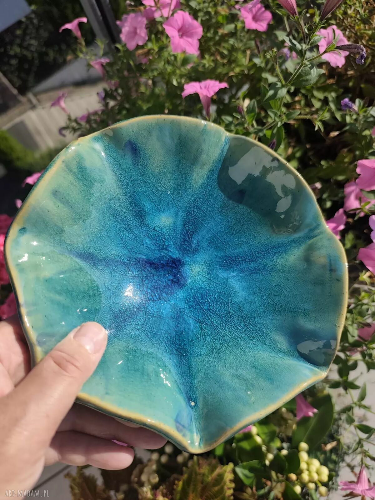Ręcznie wykonana turkusowa miseczka ceramiczna