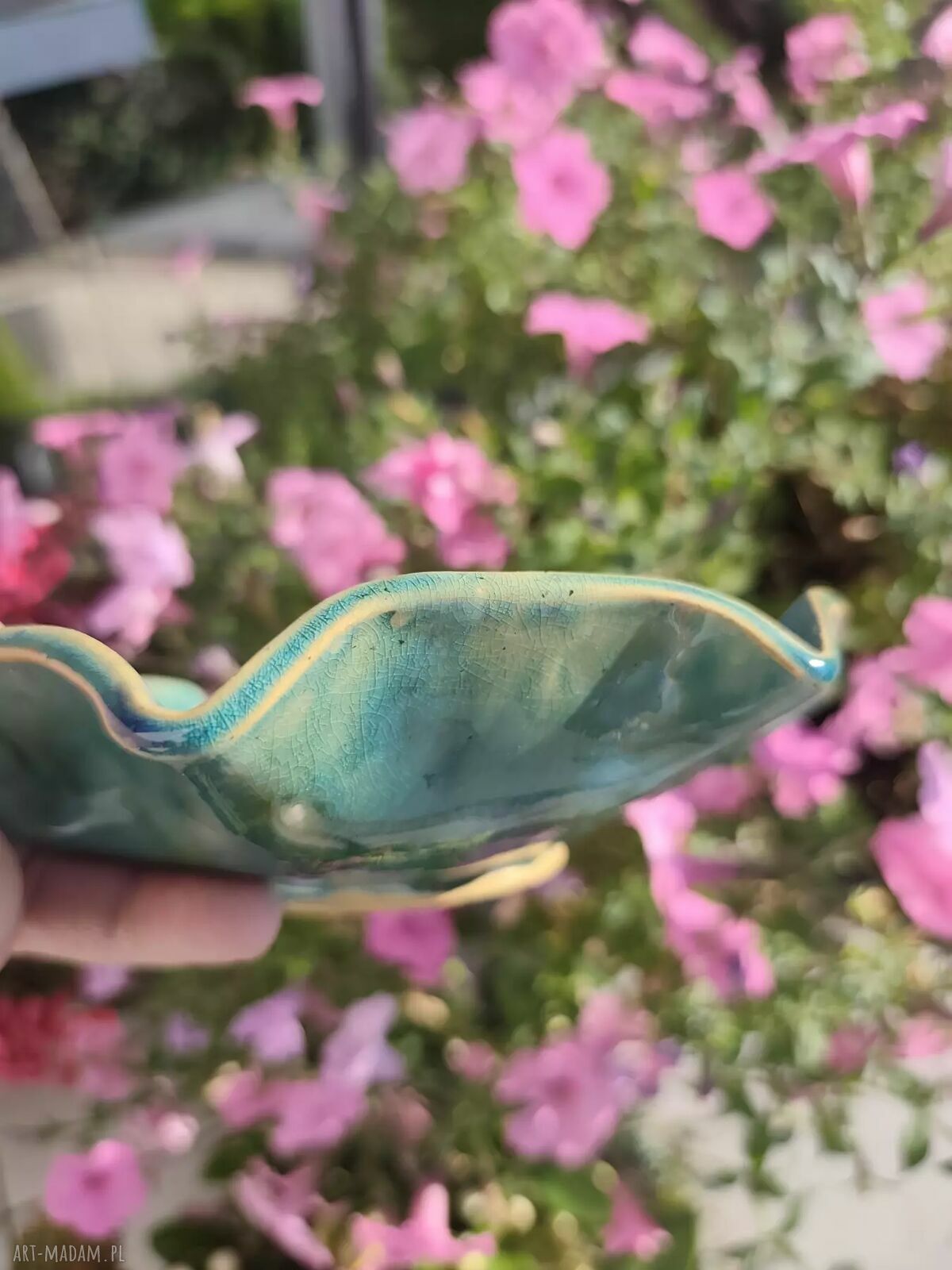 Ręcznie wykonana turkusowa miseczka ceramiczna