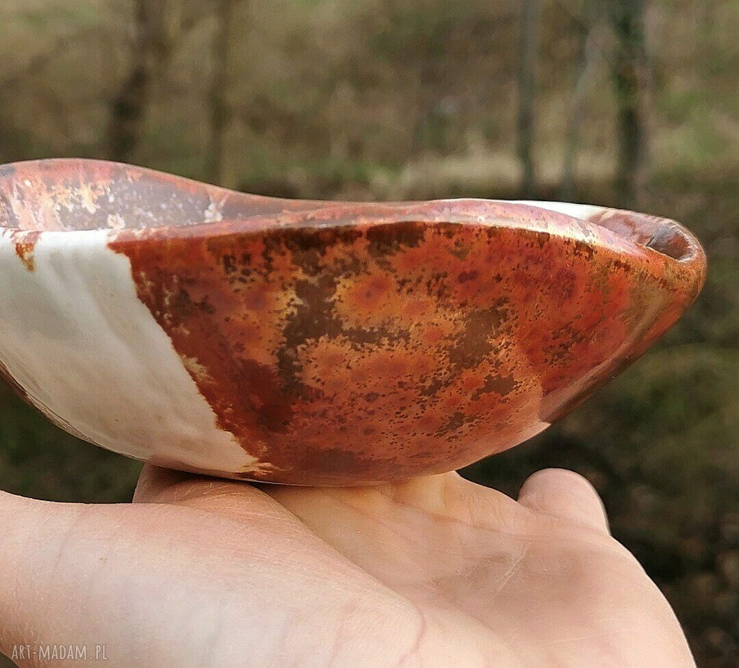 Ceramiczna miseczka c199 - miedź i beż (Shiraja)