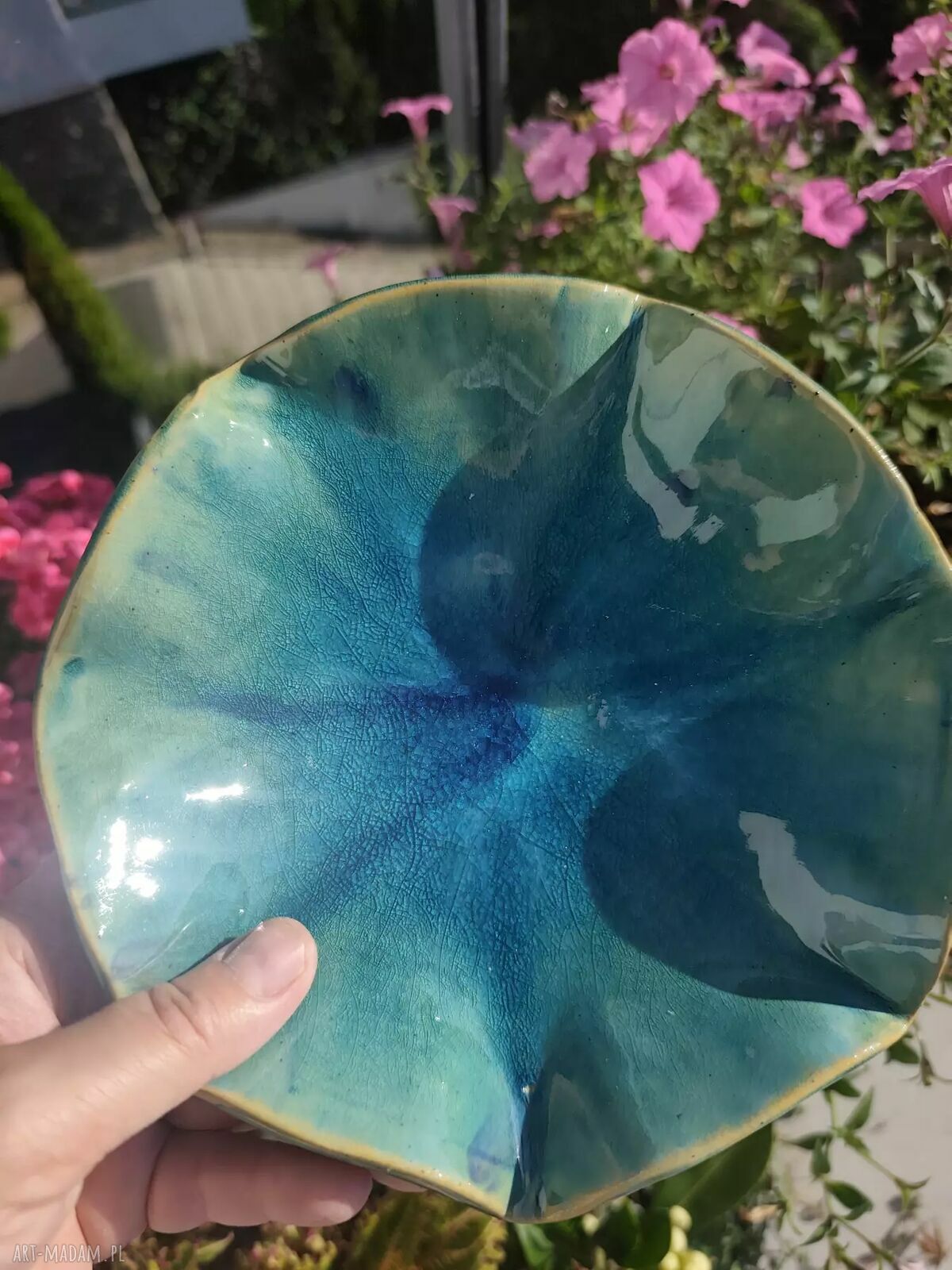 Ręcznie wykonana turkusowa miseczka ceramiczna