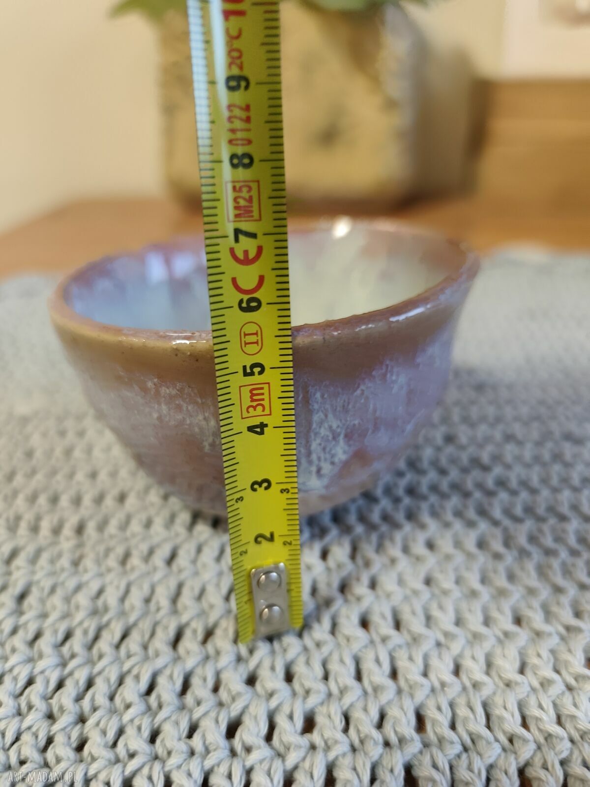 Miseczka-czarka ceramiczna z domkiem - handmade, szkliwiona