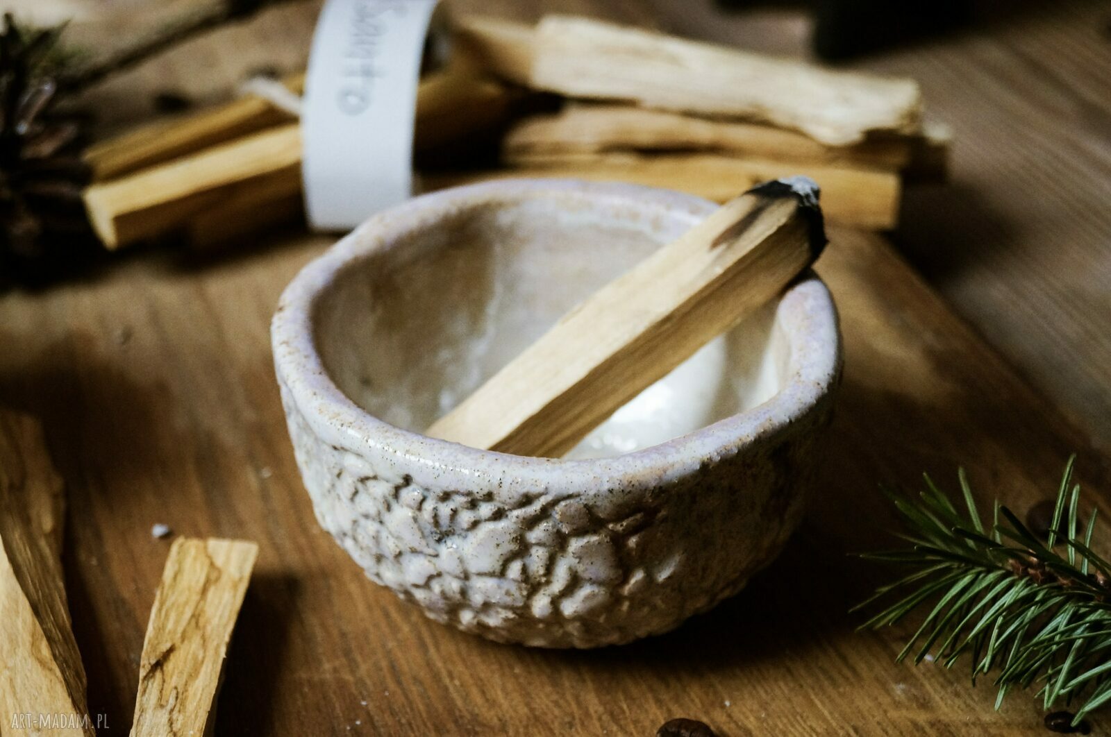 Miseczka do Palo Santo i kadzidła - beżowa ceramika handmade