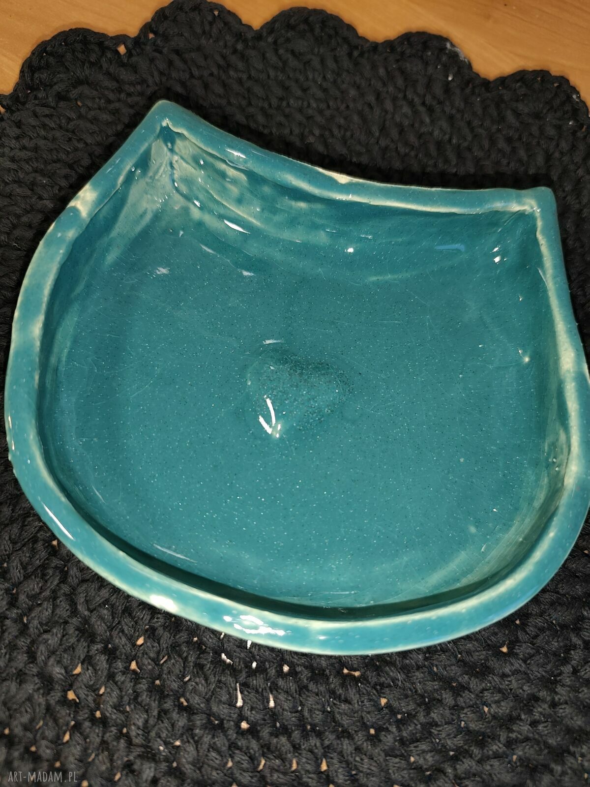 Miseczka kot ceramiczna do biżuterii i karmy - ręcznie lepiona