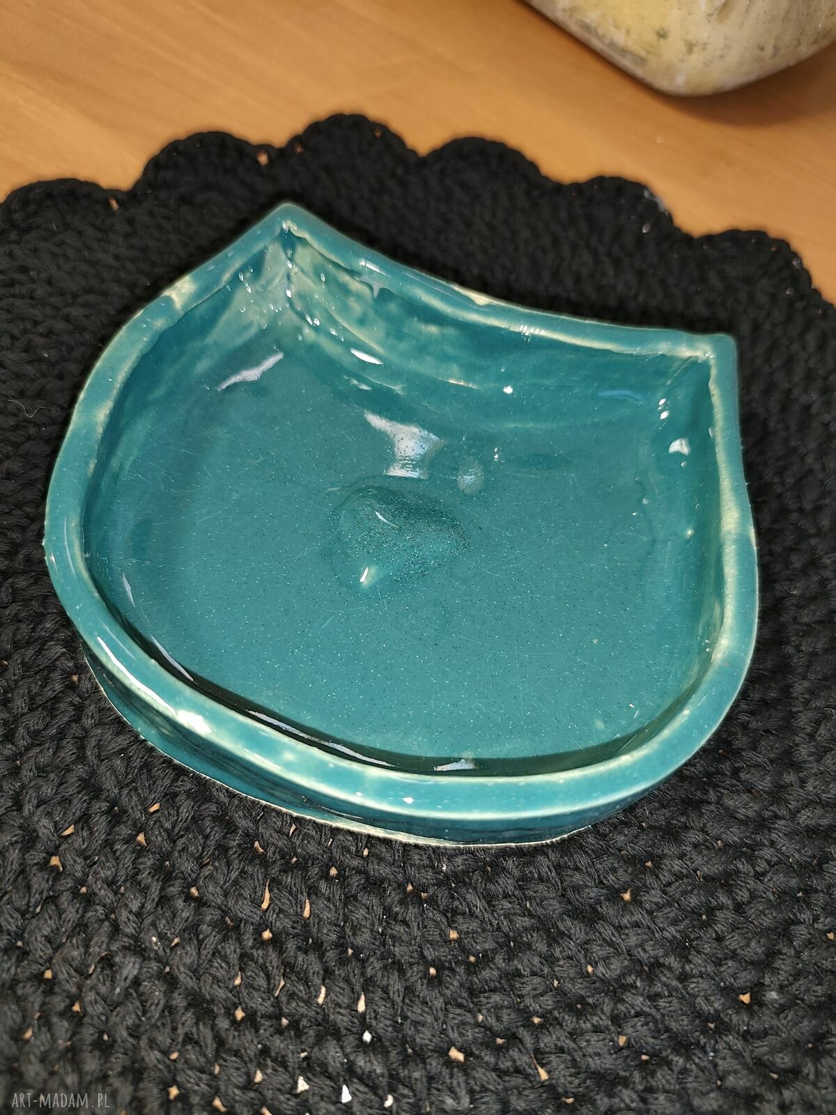 Miseczka kot ceramiczna do biżuterii i karmy - ręcznie lepiona