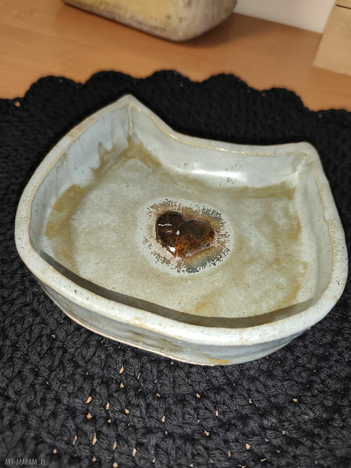 Ceramiczna miseczka w kształcie kota - ręcznie lepiona, 14x13 cm