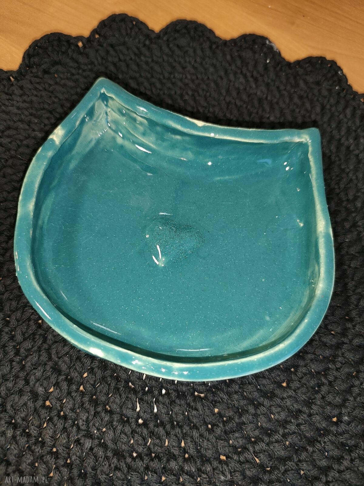 Miseczka kot ceramiczna do biżuterii i karmy - ręcznie lepiona