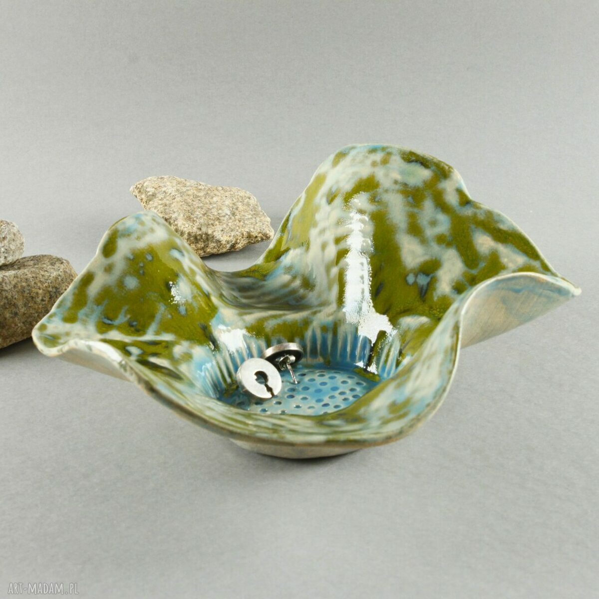 Miseczka Kwiat Ceramiczny - ręcznie lepiona pod biżuterię i drobiazgi