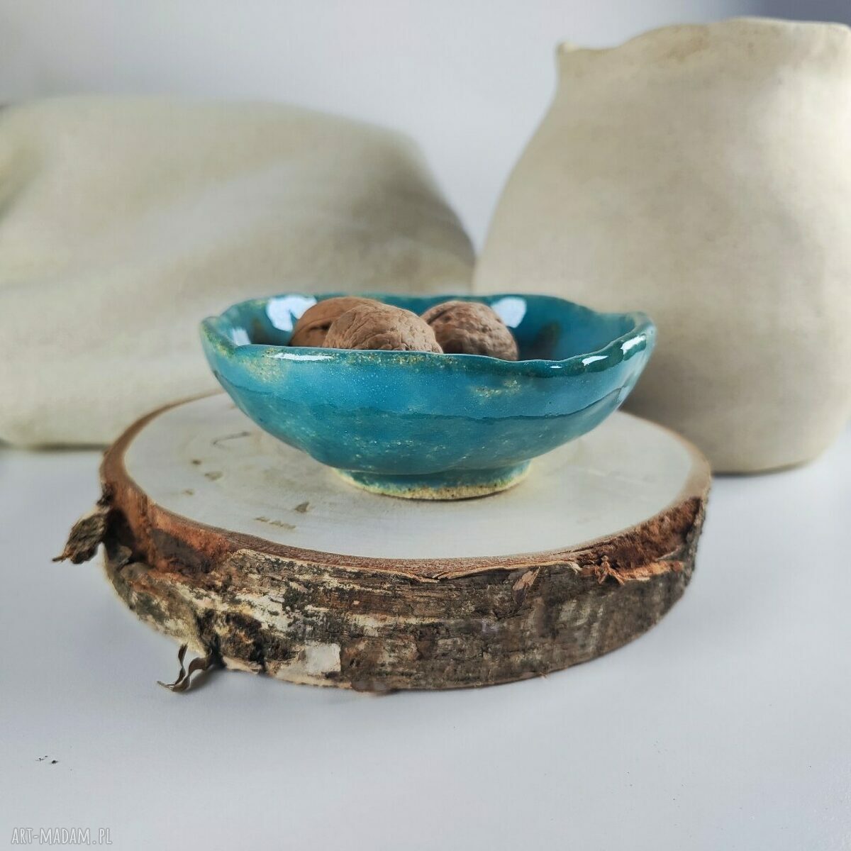 TURKUSOWA CERAMICZNA MISECZKA Z SZAMOTU - PREZENT DLA MAMY