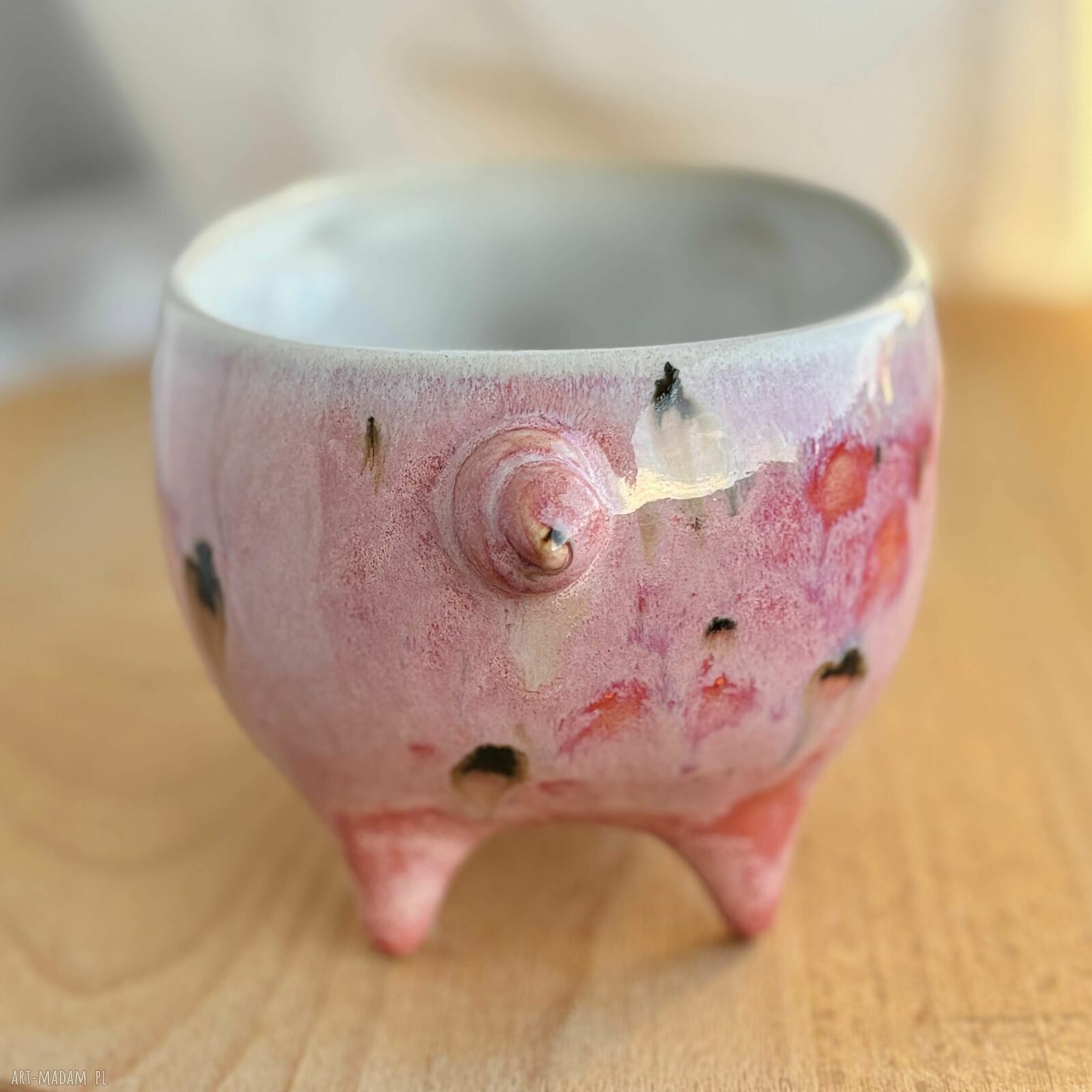 Różowa świnka - ceramiczna miseczka 350 ml handmade