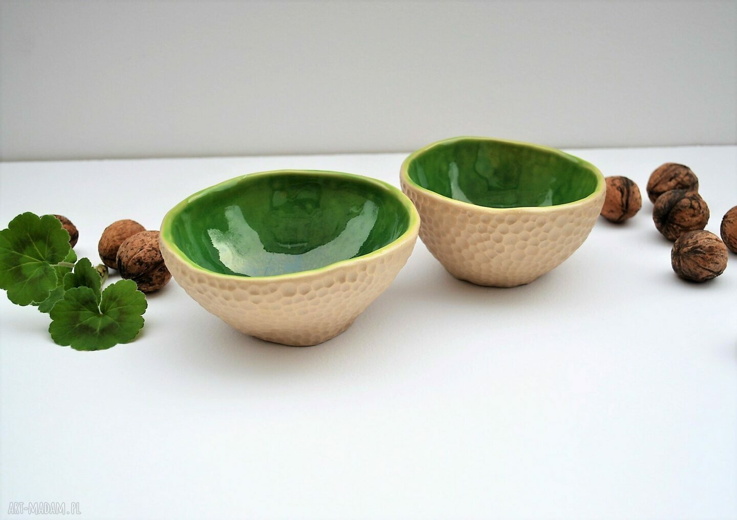 Miseczki ceramiczne fakturowane - ręcznie robiony zestaw 2 sztuki