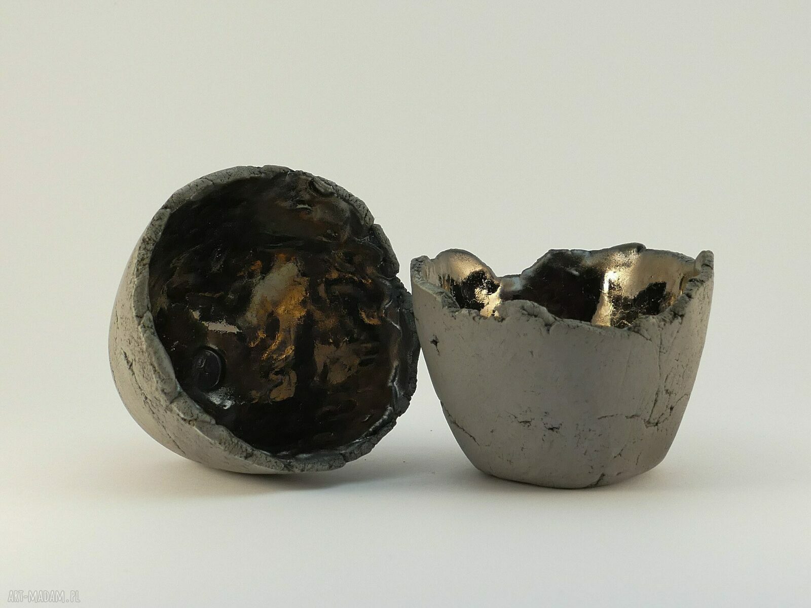 Miseczki ceramiczne ozdobne - zestaw 2 sztuki, metaliczne szkliwo
