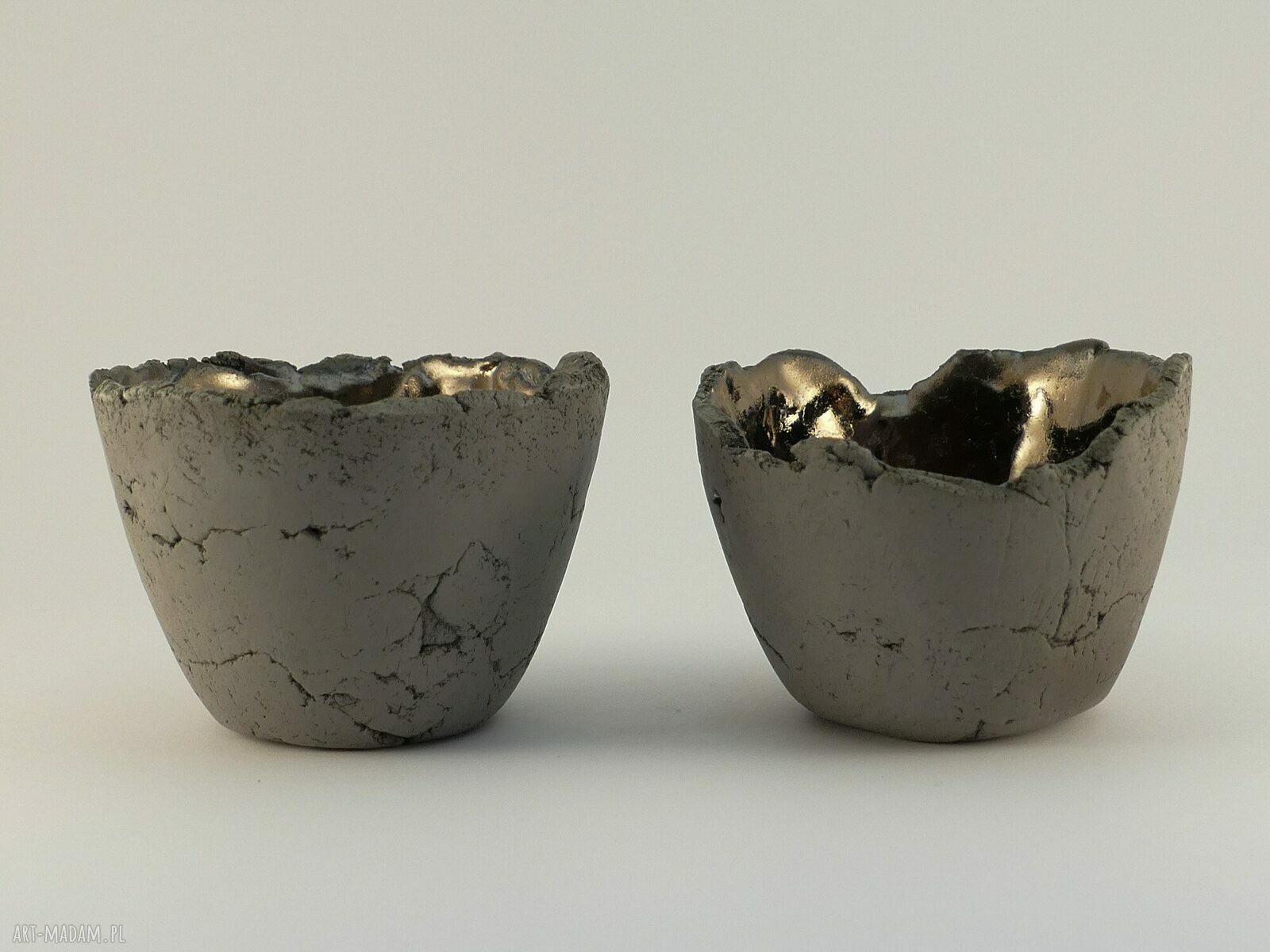Miseczki ceramiczne ozdobne - zestaw 2 sztuki, metaliczne szkliwo