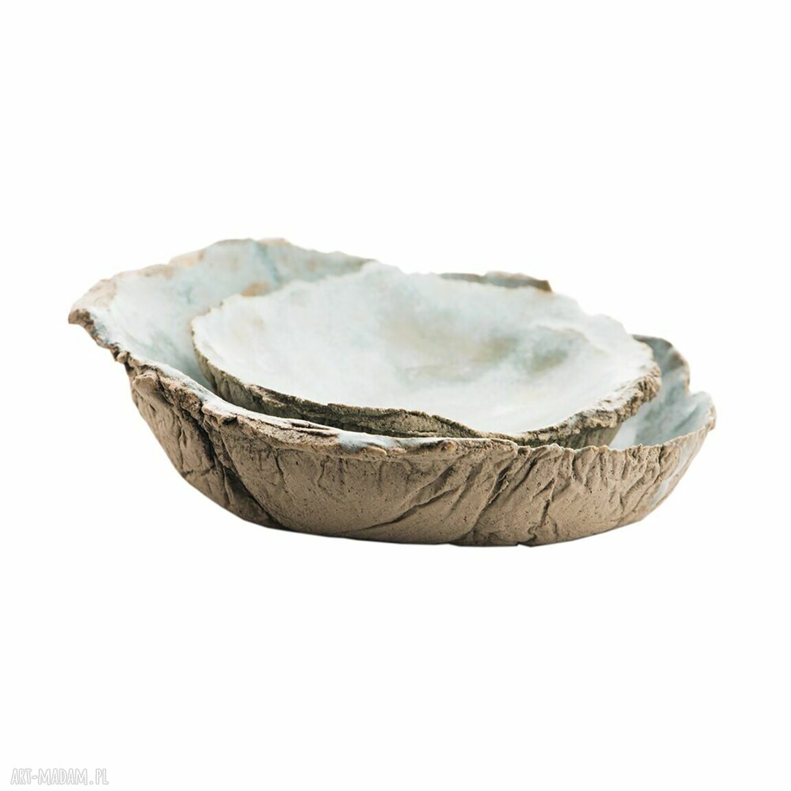 Miseczki ceramiczne - zestaw 2 naczyń z jasnej gliny, szkliwione do kontaktu z żywnością