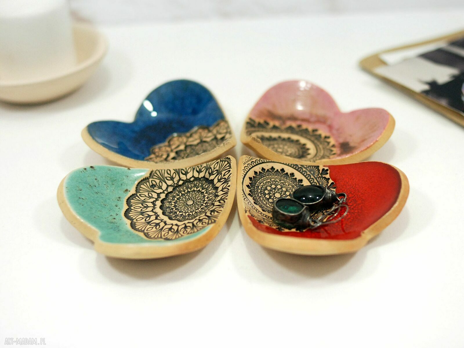 Ręcznie robiona miseczka ceramiczna na obrączki, kadzidełka i tealight - kolor do wyboru