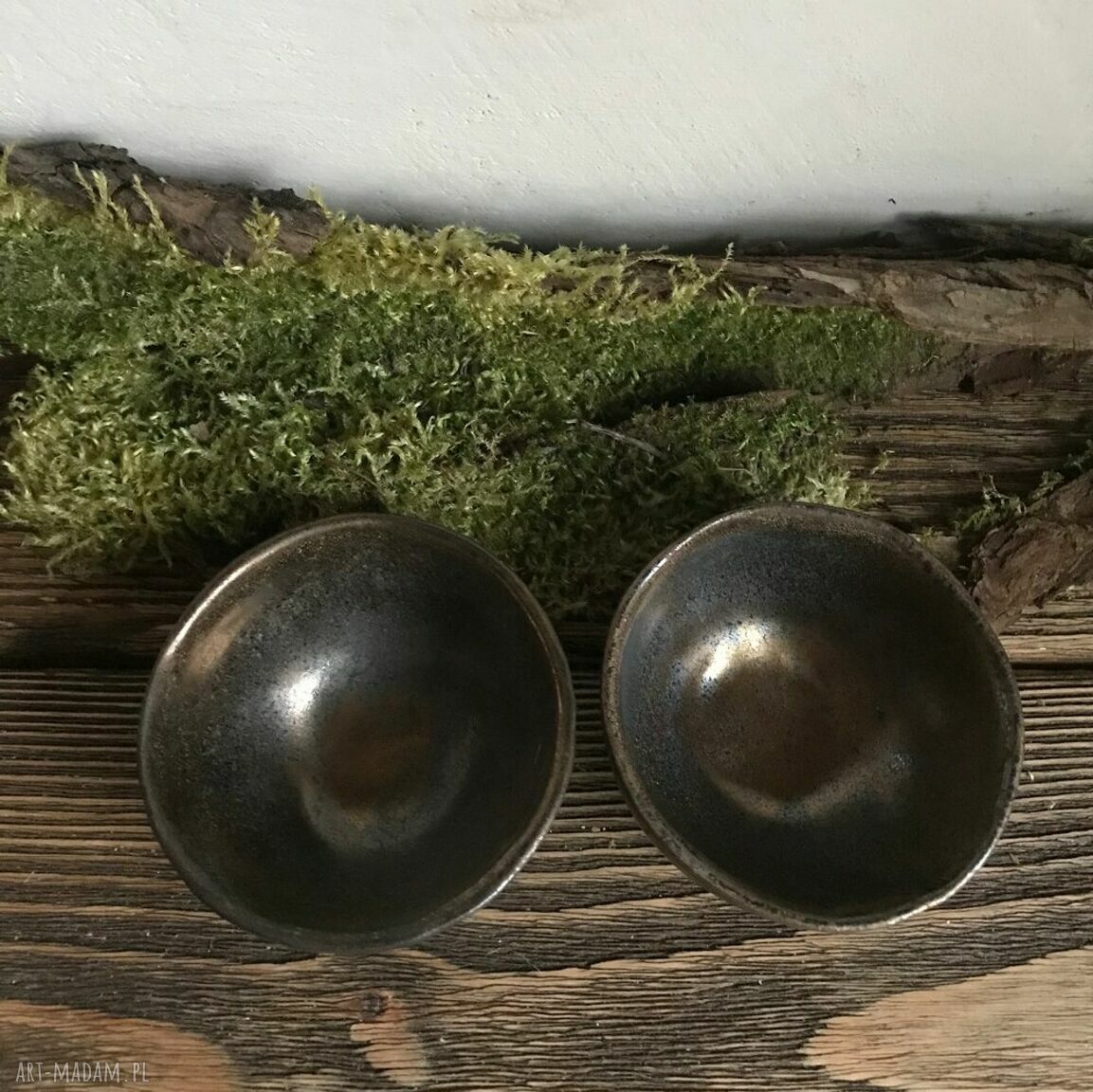 Miseczki złote do sushi i sosu - ceramika handmade Smokfa
