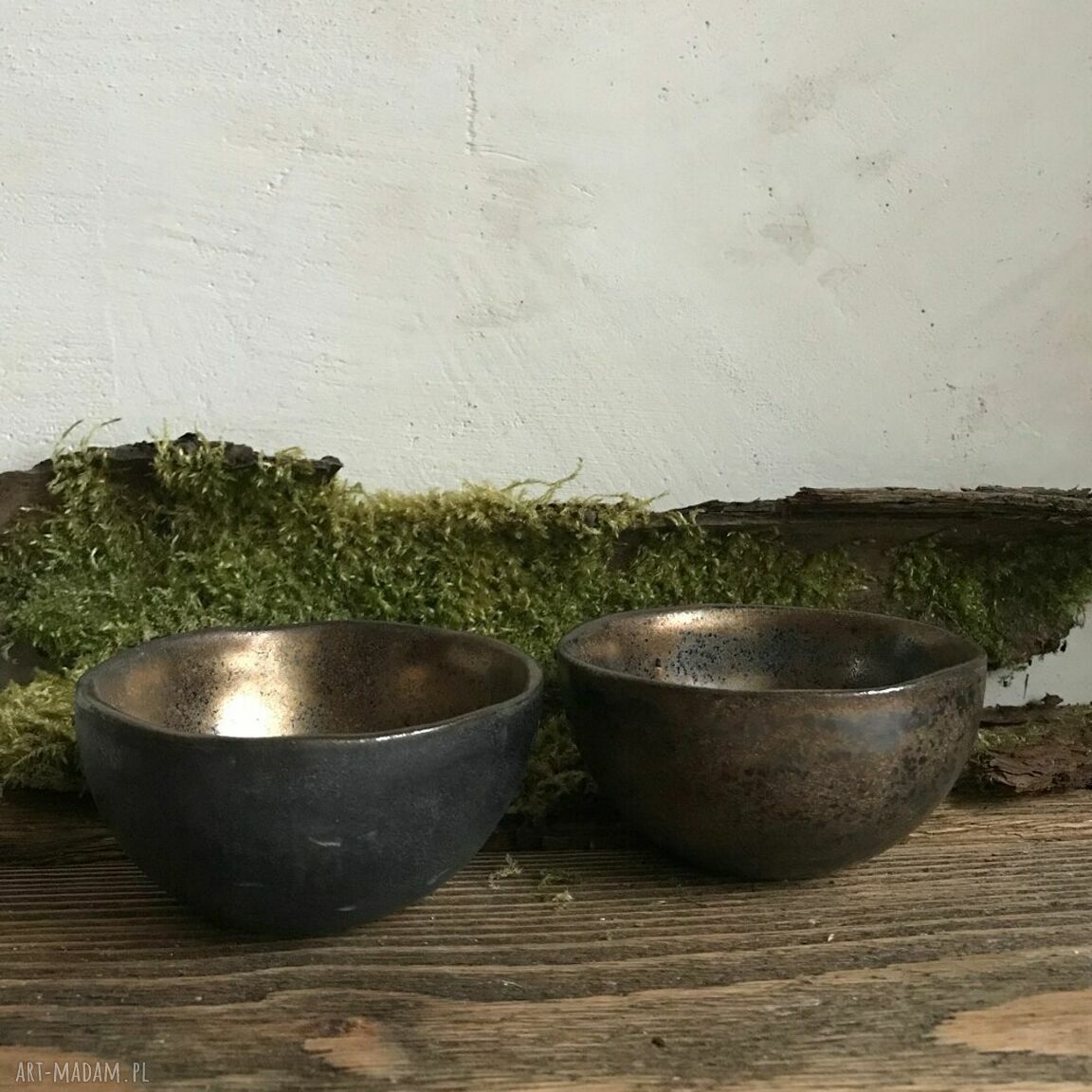 Miseczki złote do sushi i sosu - ceramika handmade Smokfa