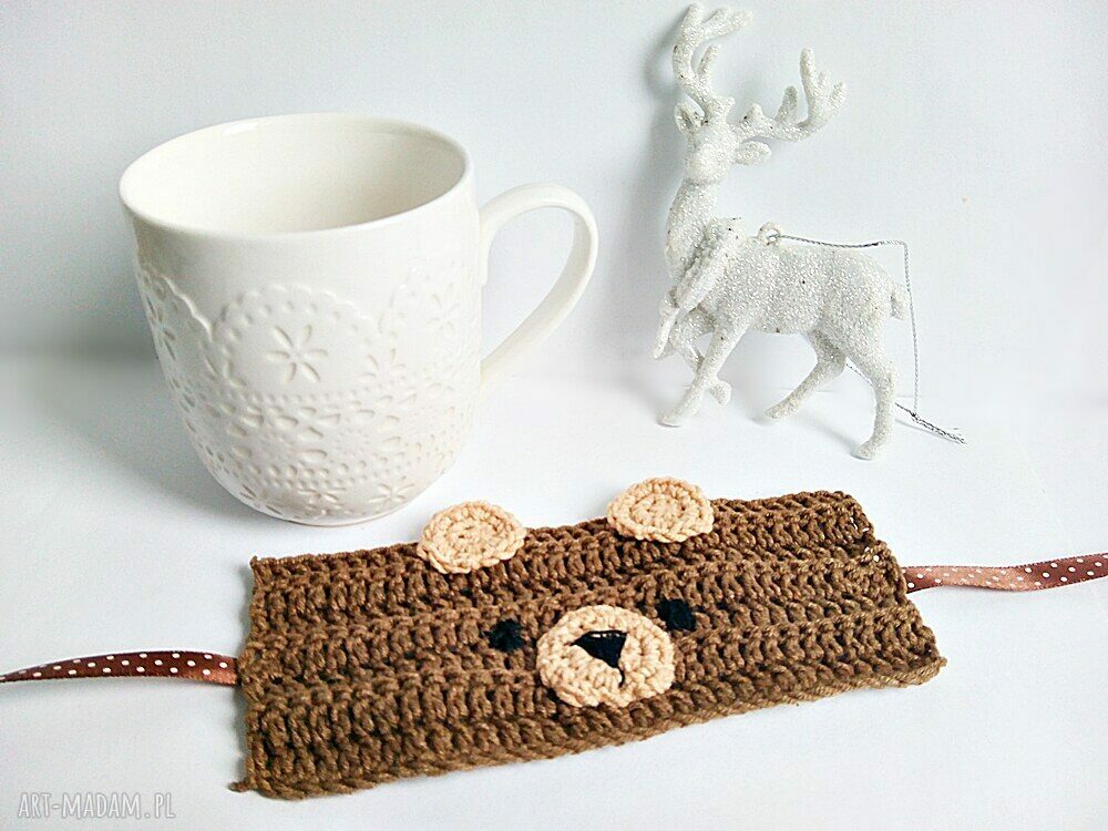 Misiowy otulacz na kubek - brązowy