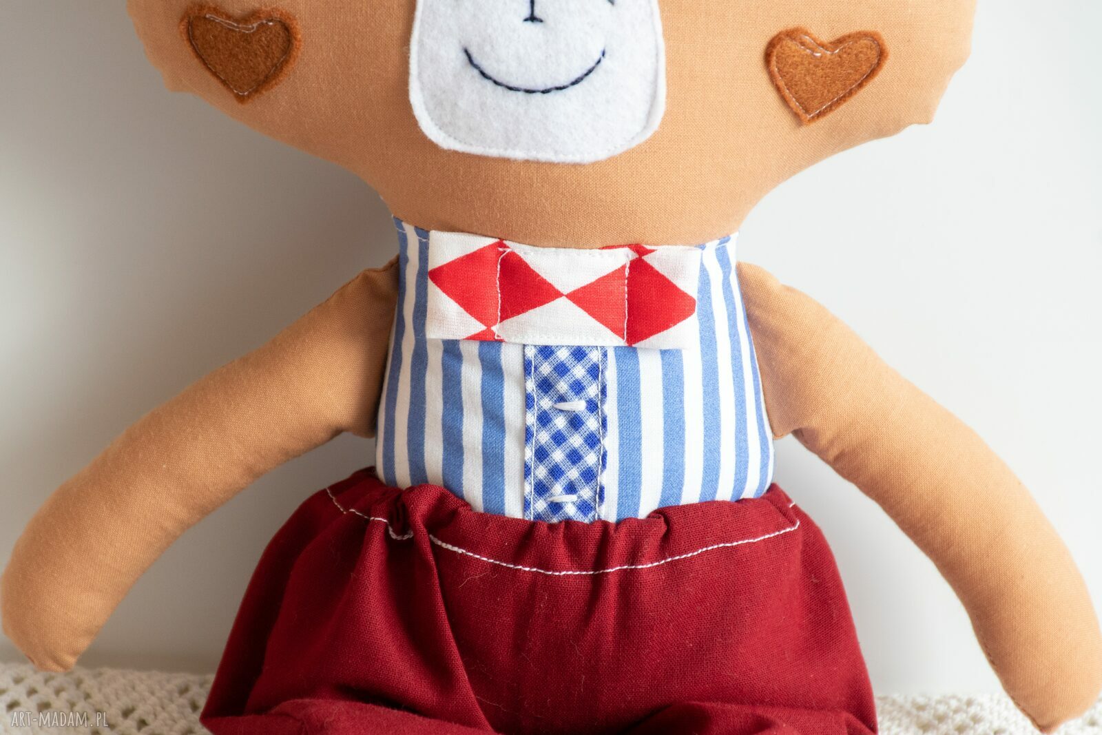 Duży miś Leoś 44 cm - Słodziak, bezpieczna przytulanka handmade