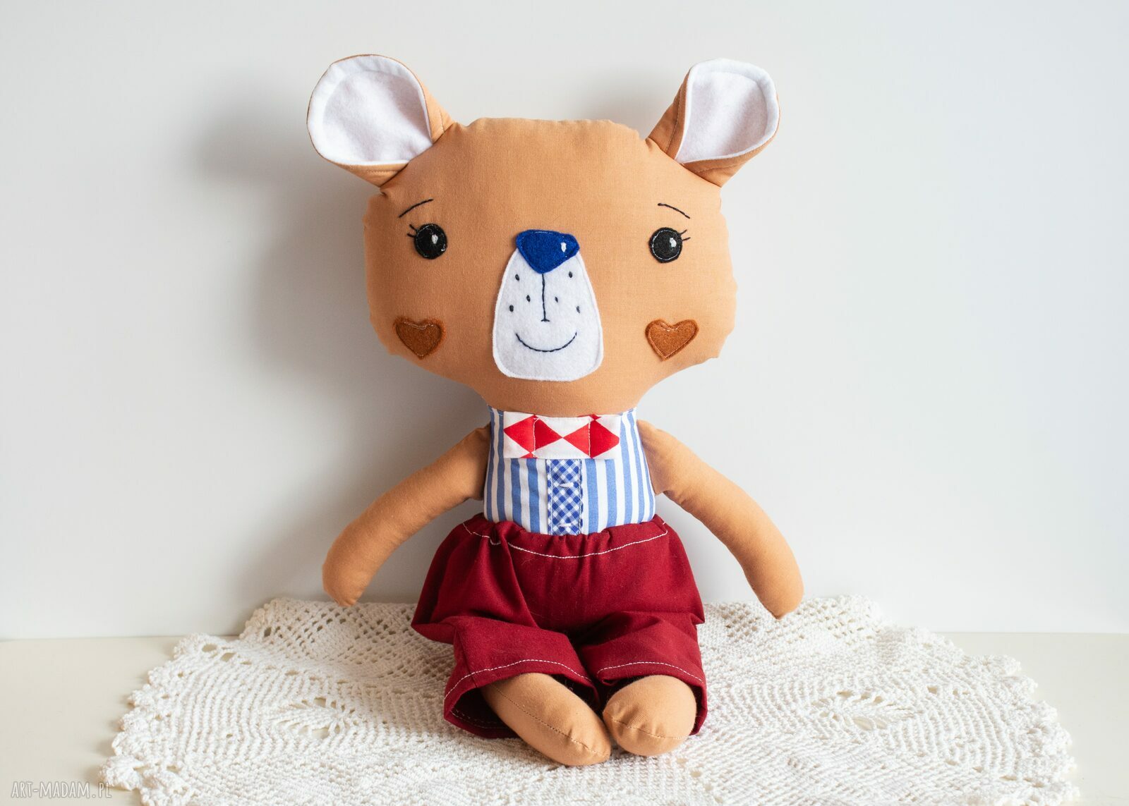 Duży miś Leoś 44 cm - Słodziak, bezpieczna przytulanka handmade