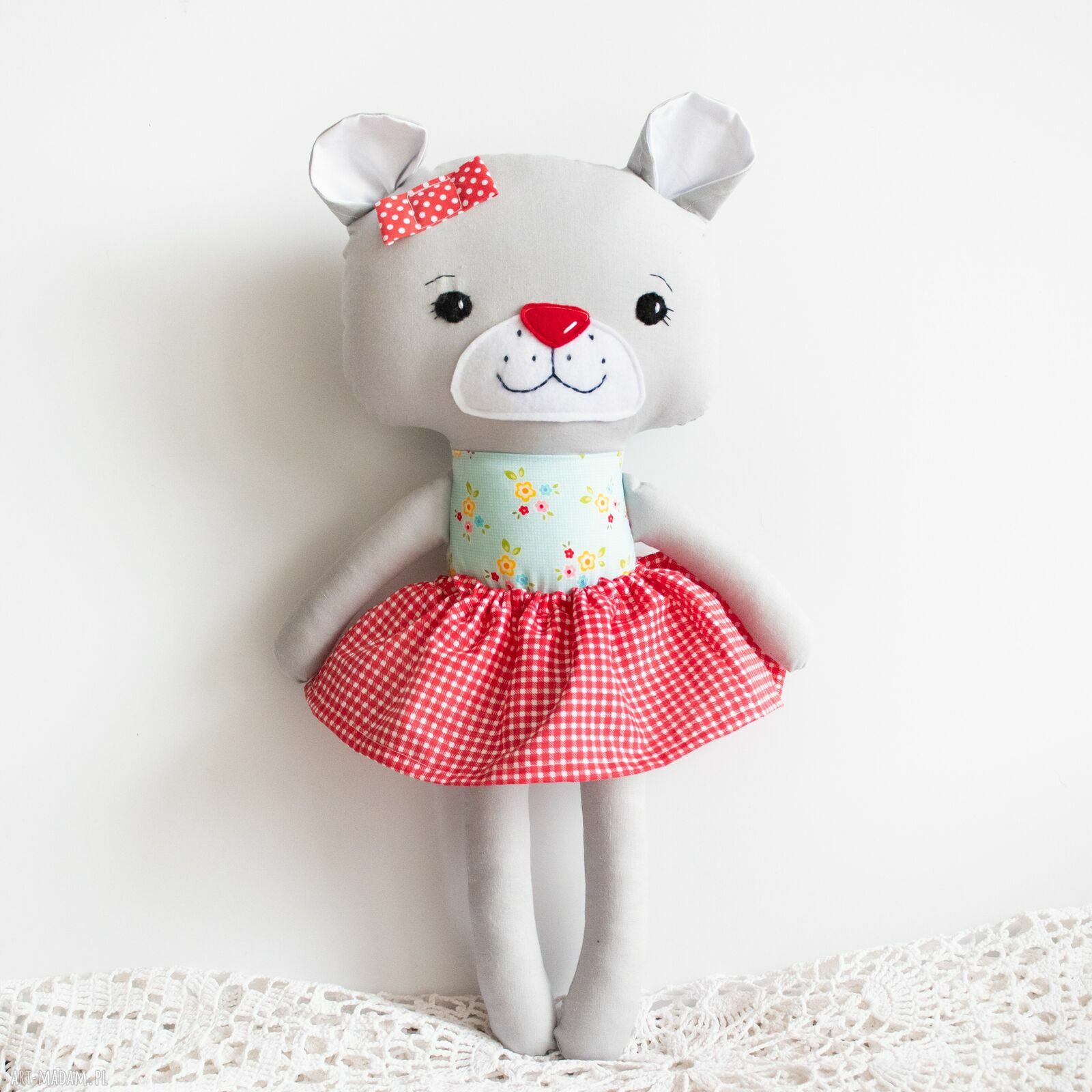 Miś Kasia 43 cm - ręcznie szyta maskotka z bawełny