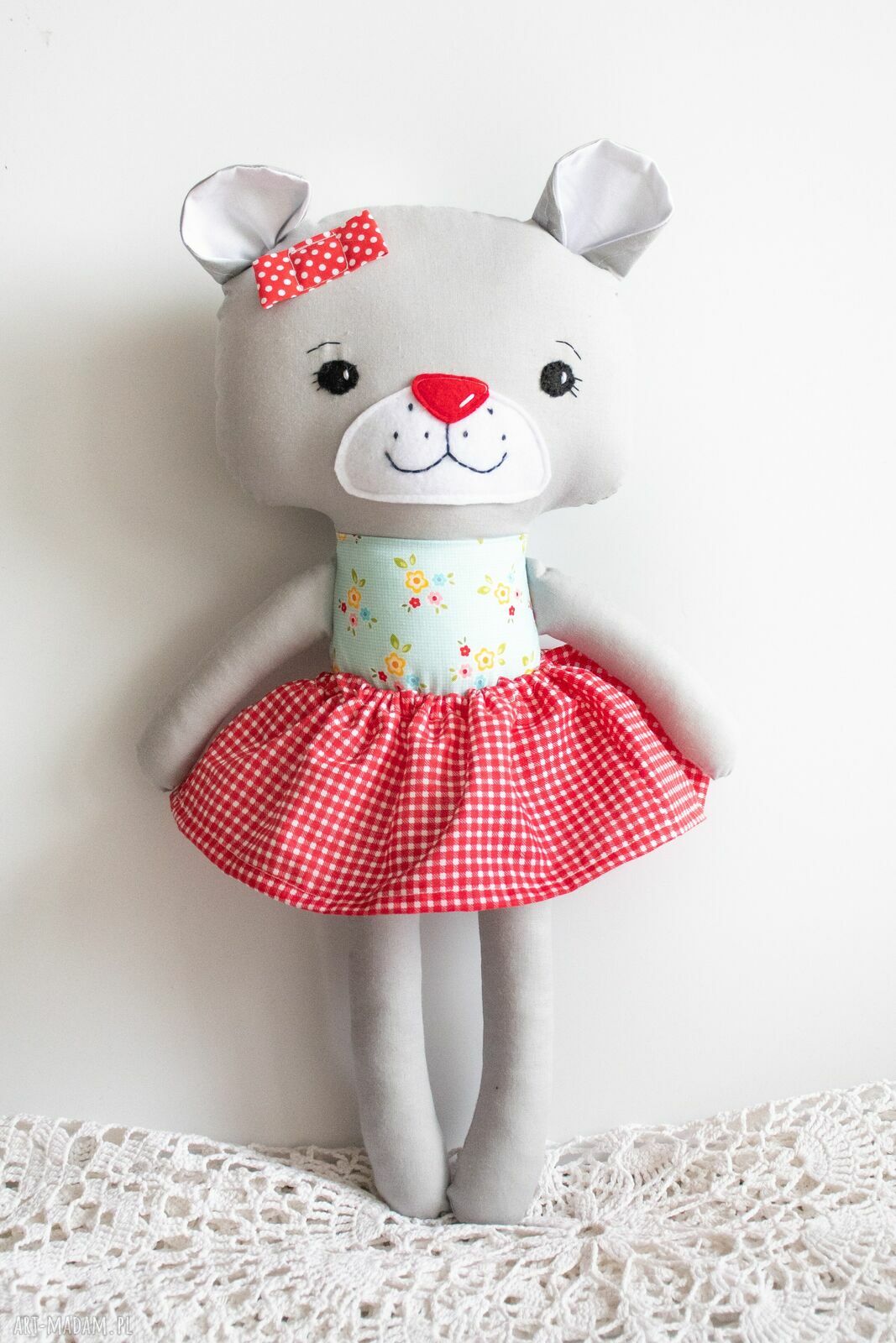 Miś Kasia 43 cm - ręcznie szyta maskotka z bawełny