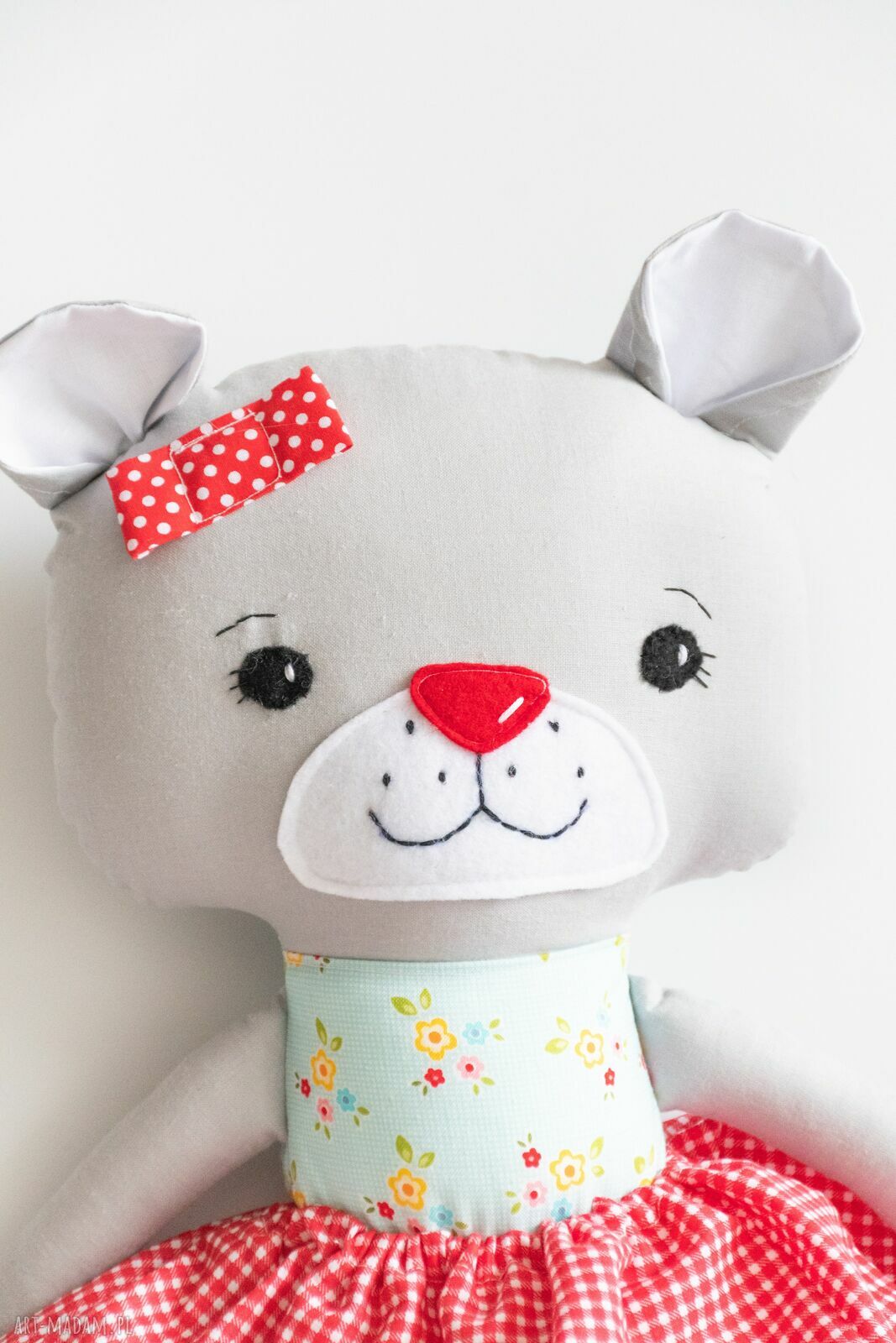 Miś Kasia 43 cm - ręcznie szyta maskotka z bawełny