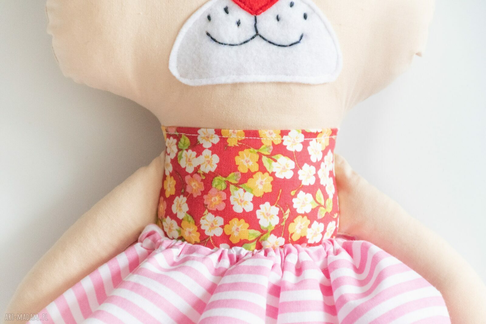 Misiu klasyczny Viola 43 cm dla dziewczynki - ręcznie szyta maskotka na roczek