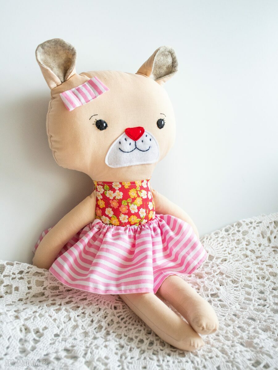 Misiu klasyczny Viola 43 cm dla dziewczynki - ręcznie szyta maskotka na roczek