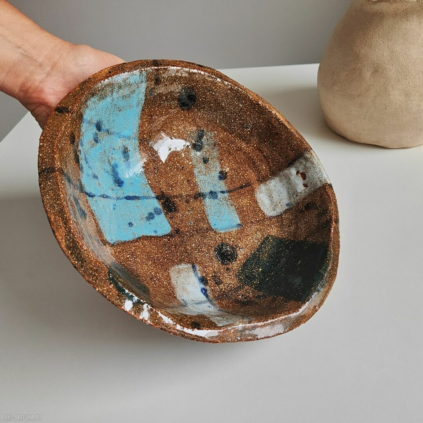 Miska ceramiczna ciężka i surowa - duży rozmiar, idealna na prezent