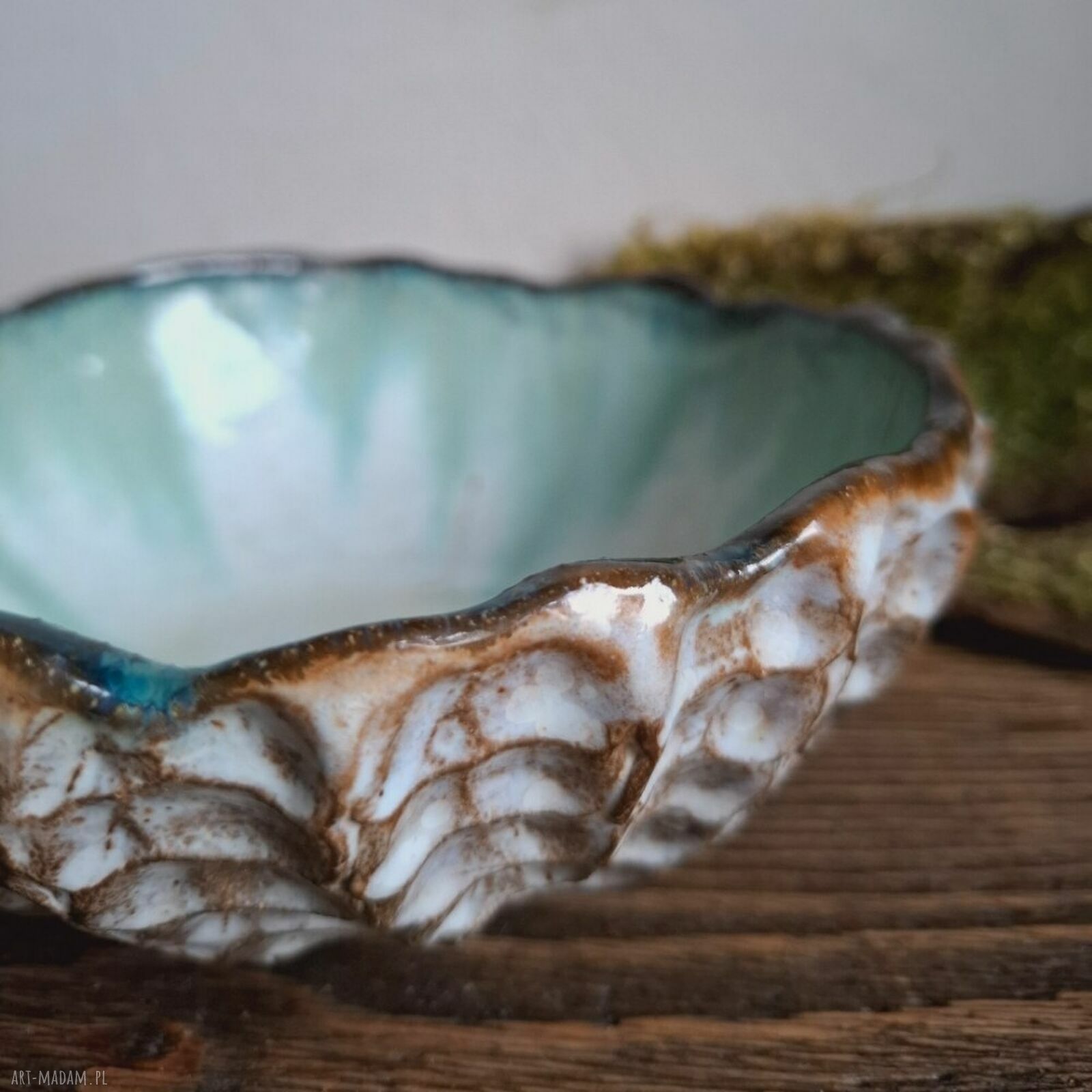 Miska ceramiczna - Muszla Smokfa: turkusowa miseczka morska