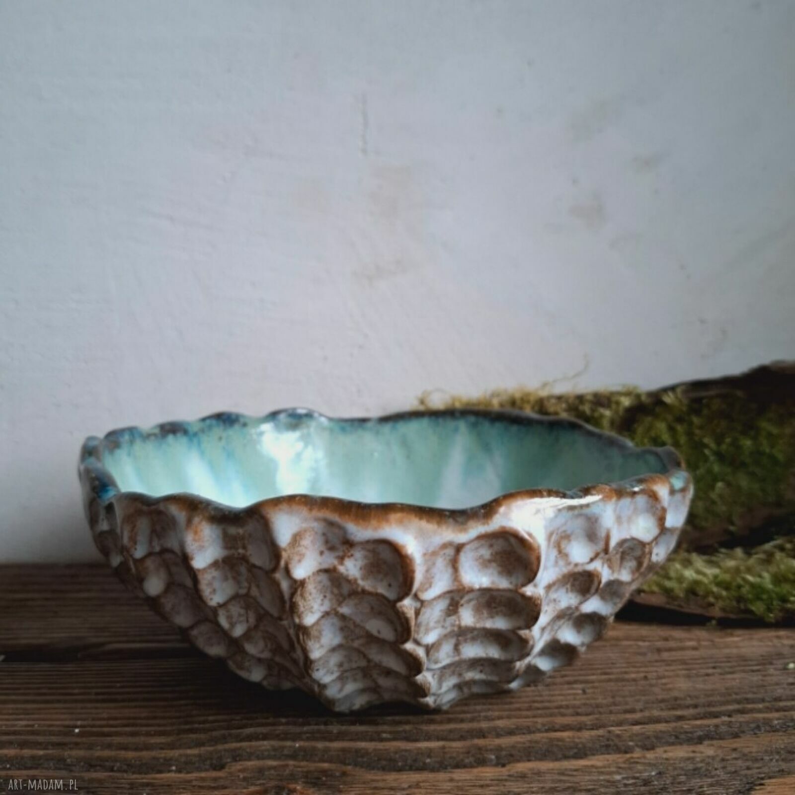 Miska ceramiczna - Muszla Smokfa: turkusowa miseczka morska