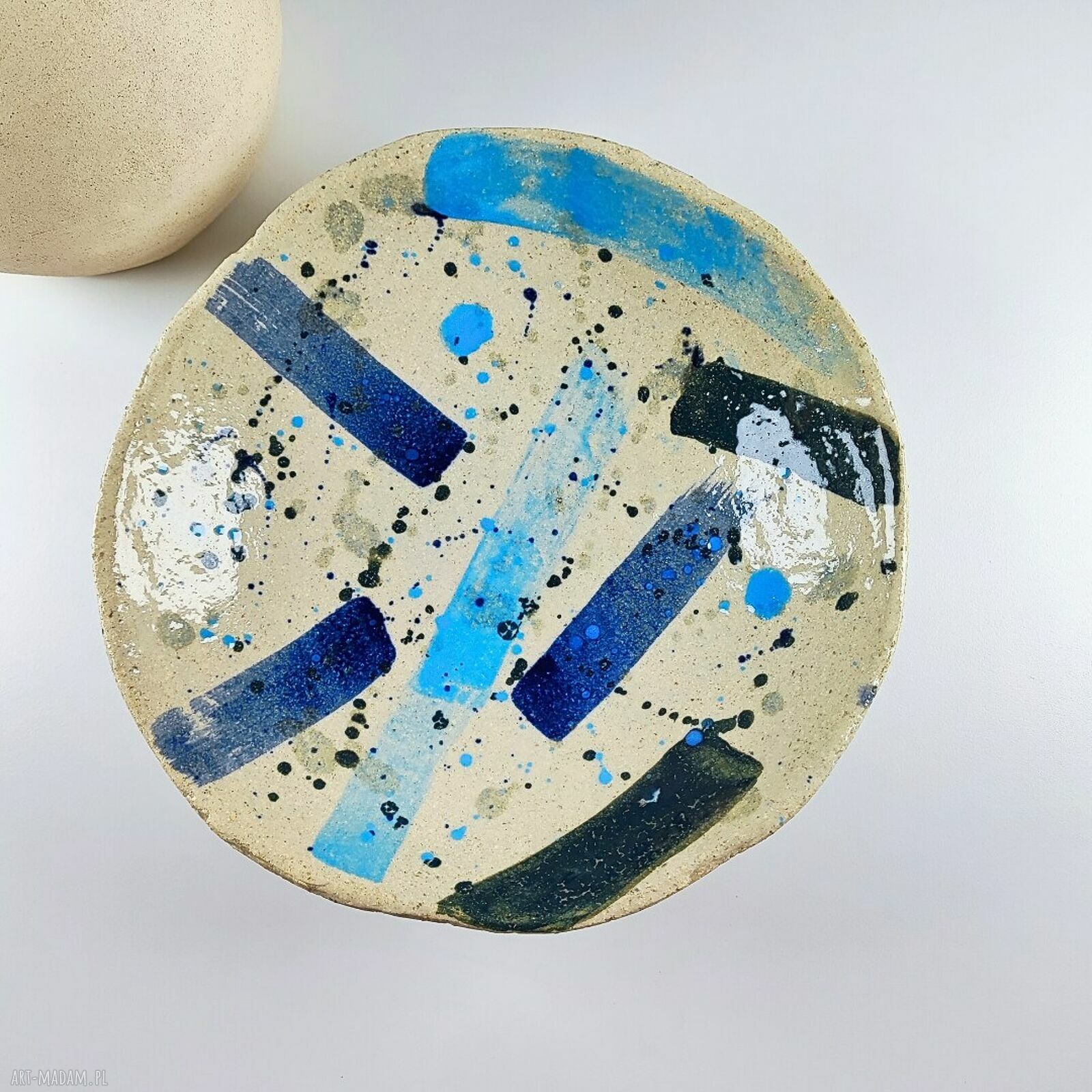Miska ceramiczna na owoce - ręcznie lepiona z jasnej gliny szamotowej