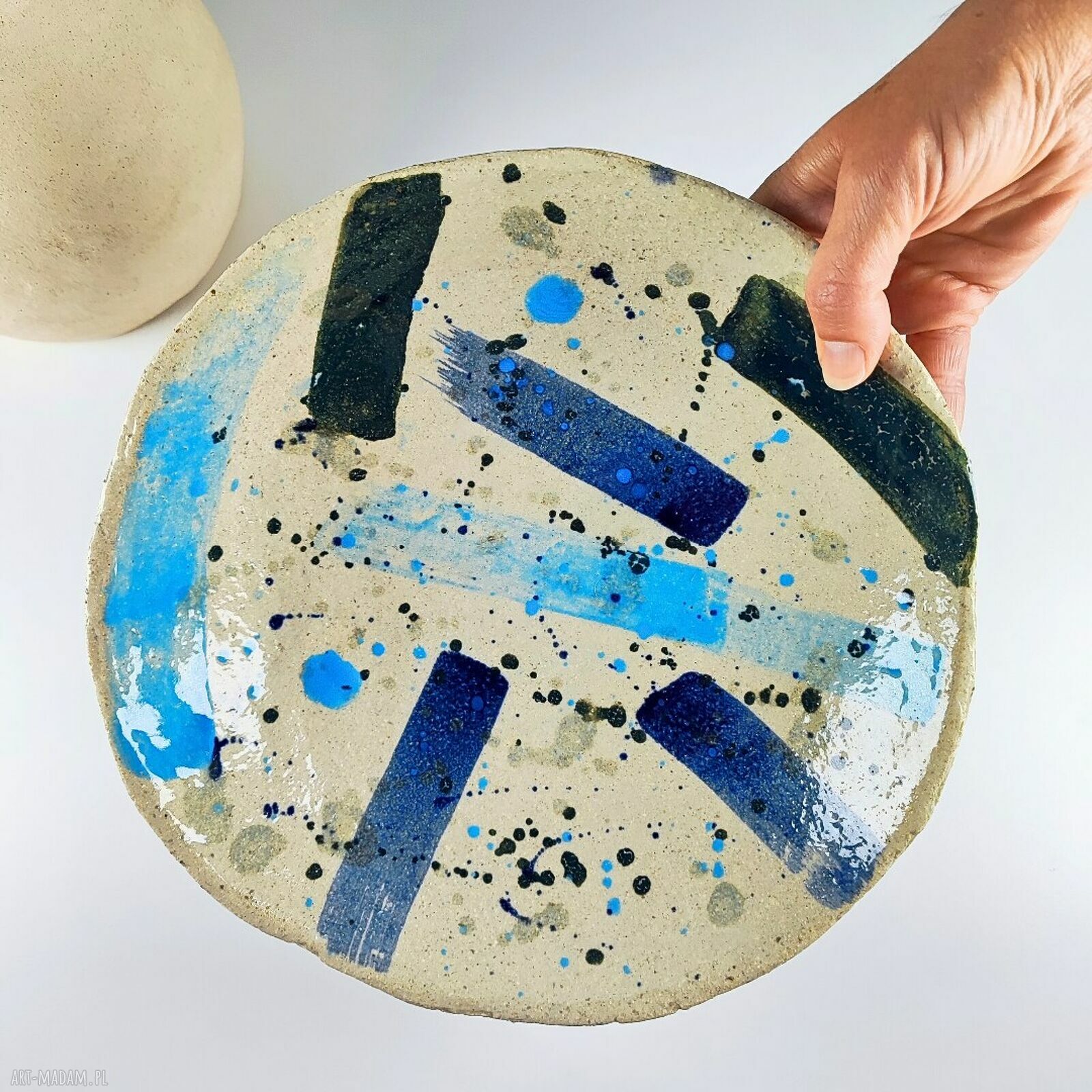 Miska ceramiczna na owoce - ręcznie lepiona z jasnej gliny szamotowej