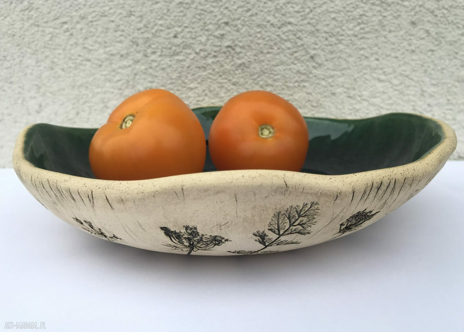 Miska z polnymi roślinami - naturalna ceramika handmade