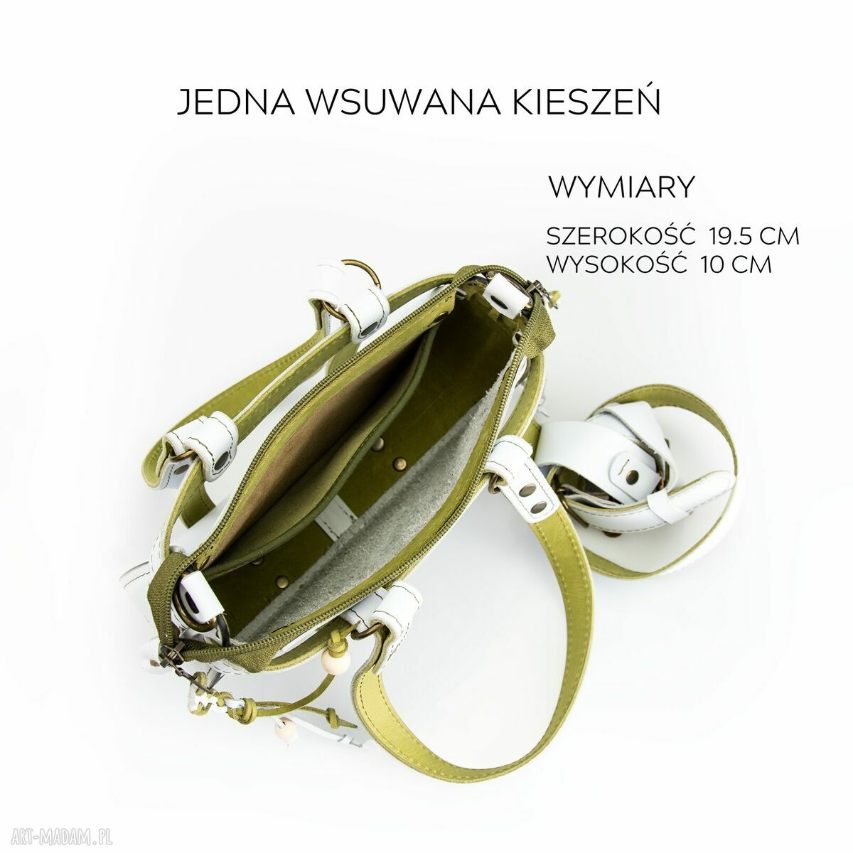 Missy - mała skórzana torebka Boho w białym kolorze