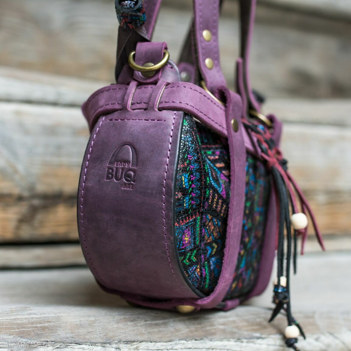 Missy mała skórzana torebka Boho w kolorze śliwkowym