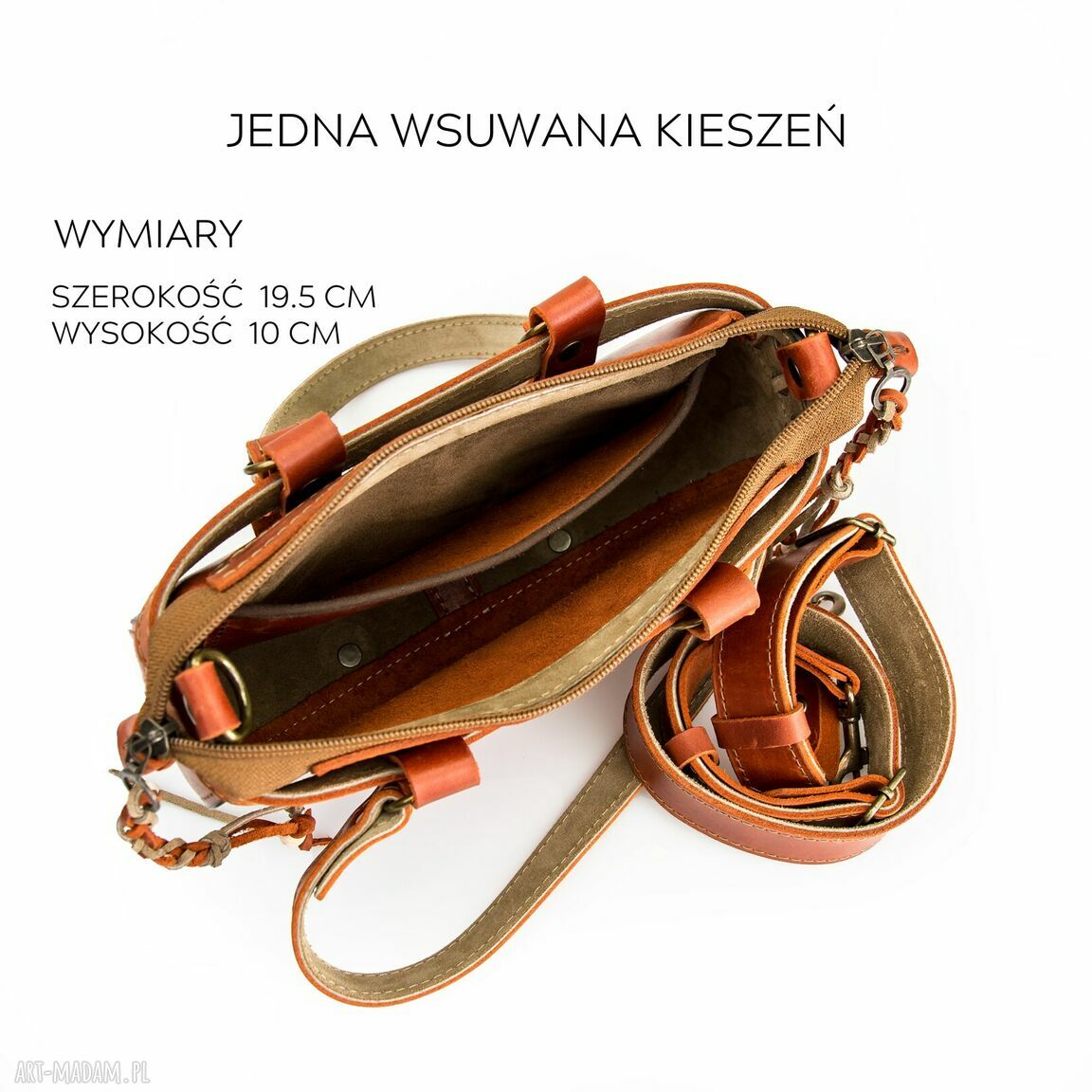 Missy - mała skórzana boho torebka w kolorze rudym